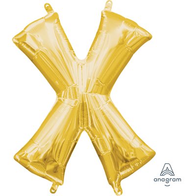 Air-filled Gold Foil Letter X Balloon 16in