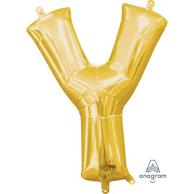 Air-filled Gold Foil Letter Y Balloon 16in
