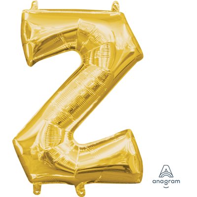 Air-filled Gold Foil Letter Z Balloon 16in