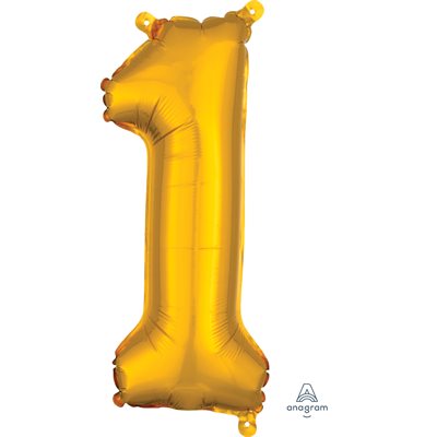 Air-filled Gold Foil Number 1 Balloon 16in
