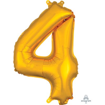 Air-filled Gold Foil Number 4 Balloon 16in
