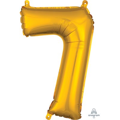 Air-filled Gold Foil Number 7 Balloon 16in