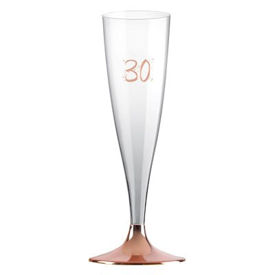 Age 30 6 Plastic Champagne Glasses Rose Gold 4.8oz