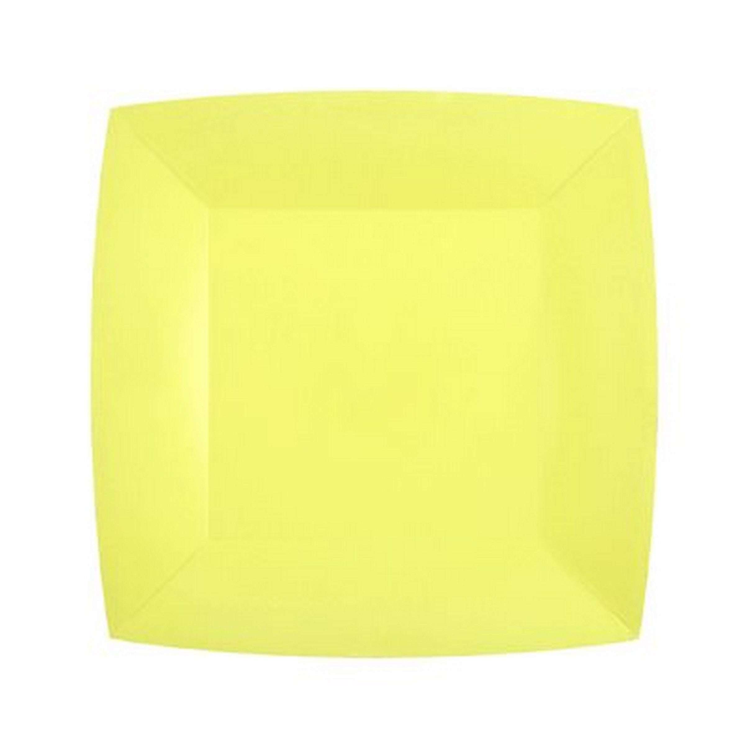 Rainbow Collection 10 Square Yellow Plates - Natural Fibers - Biodegradable 7.3x7.3in