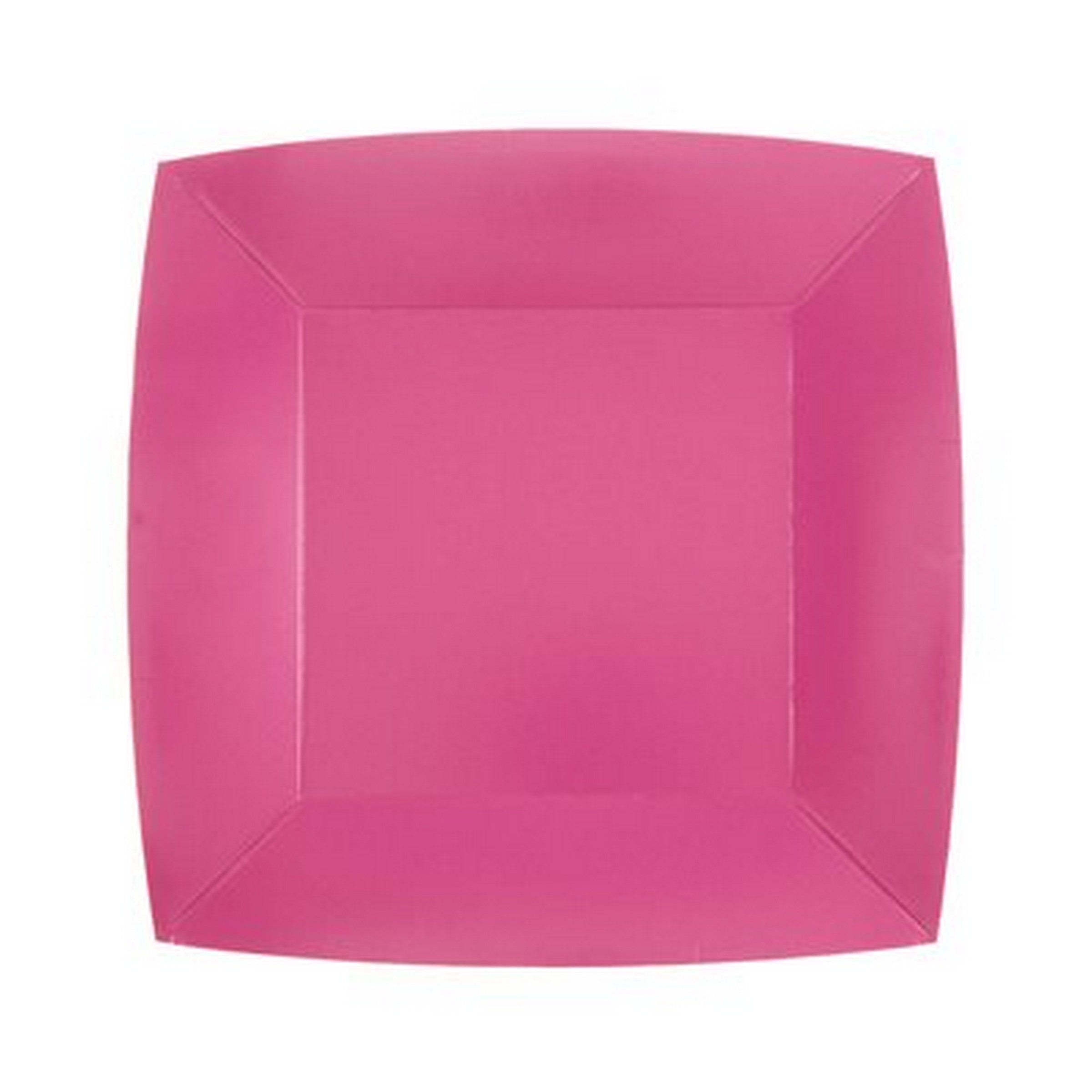 Rainbow Collection 10 Square Hot Pink Plates - Natural Fibers - Biodegradable 7.3x7.3in