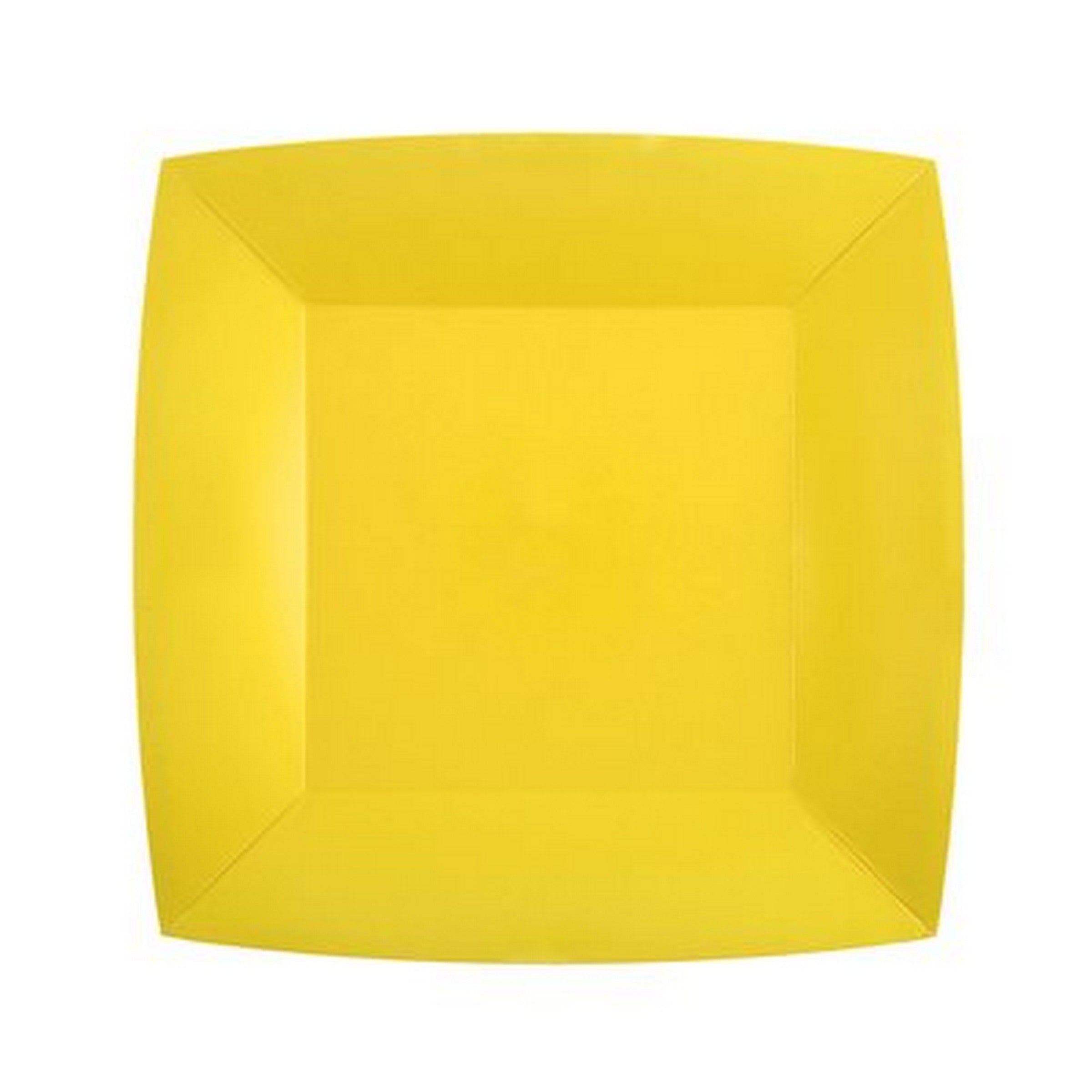 Rainbow Collection 10 Square Yellow Sunshine Plates - Natural Fibers - Biodegradable 7.3x7.3in