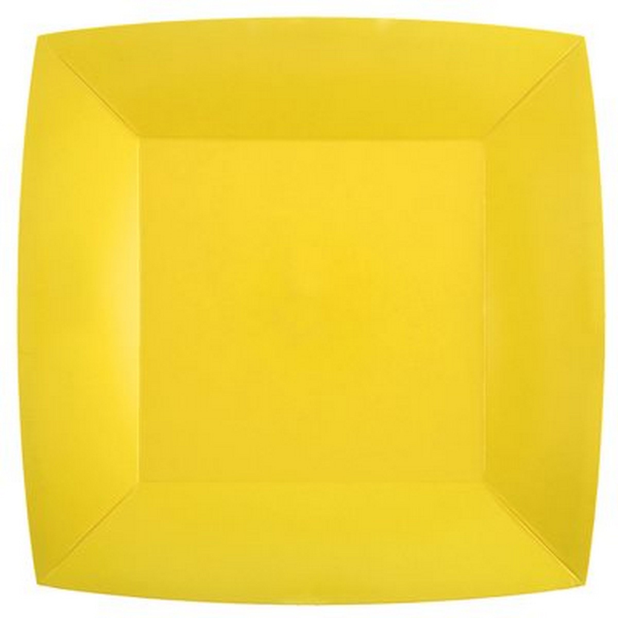 Rainbow Collection 10 Square Yellow Sunshine Plates - Natural Fibers - Biodegradable 9.4x9.4in