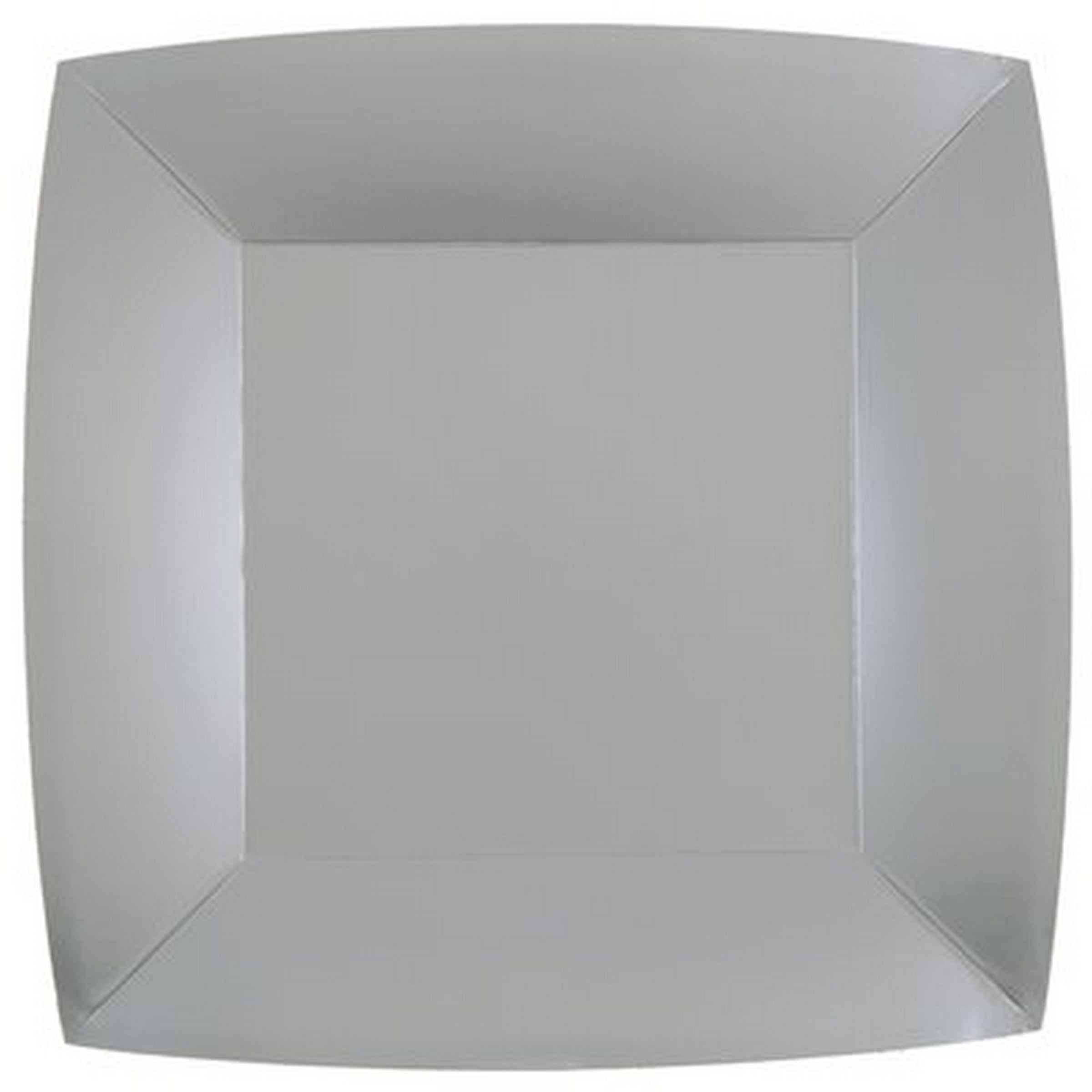 Rainbow Collection 10 Square Silver Plates - Natural Fibers - Biodegradable 9.4x9.4in