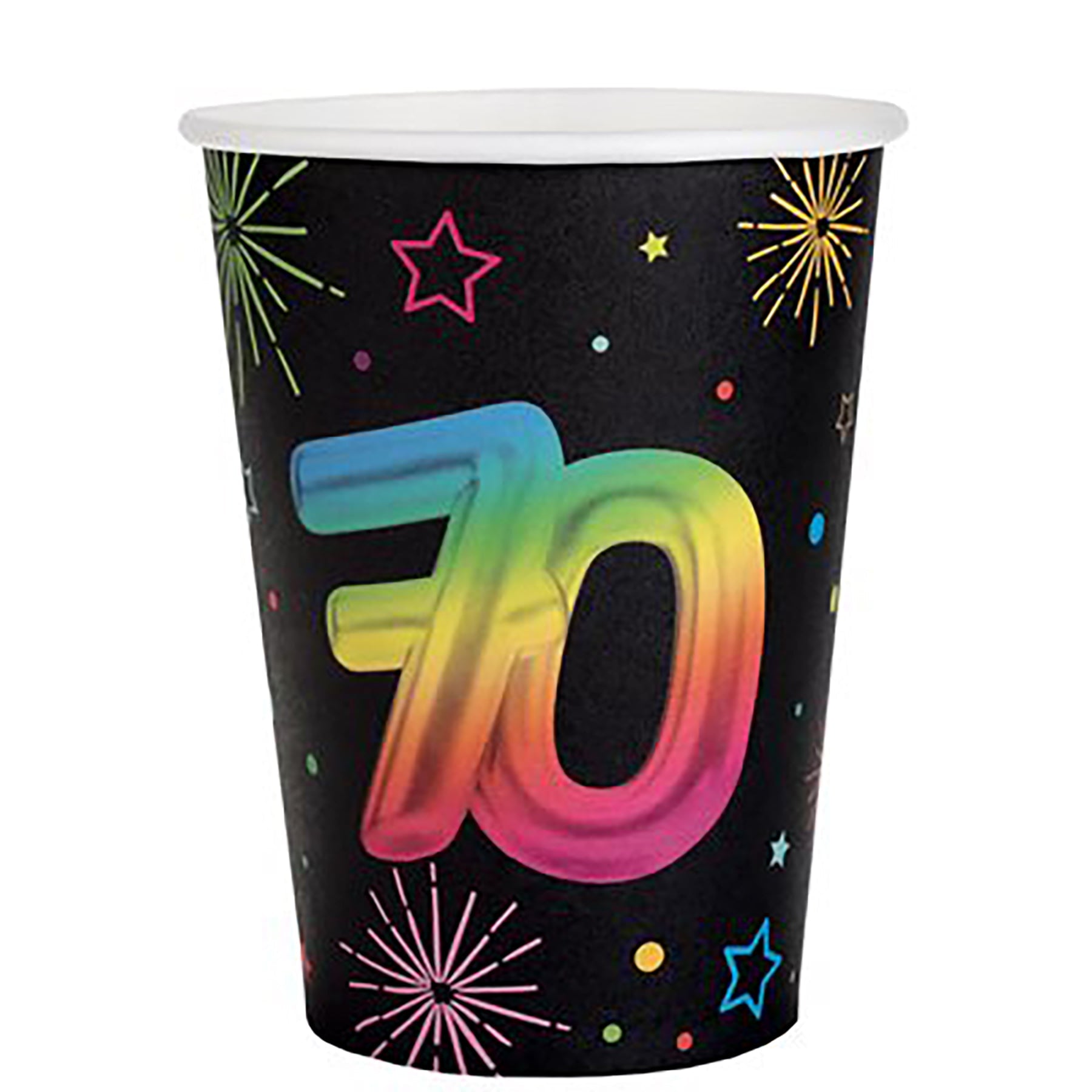 Festicolor Age 70 6 Paper Cups - Black Background 9oz
