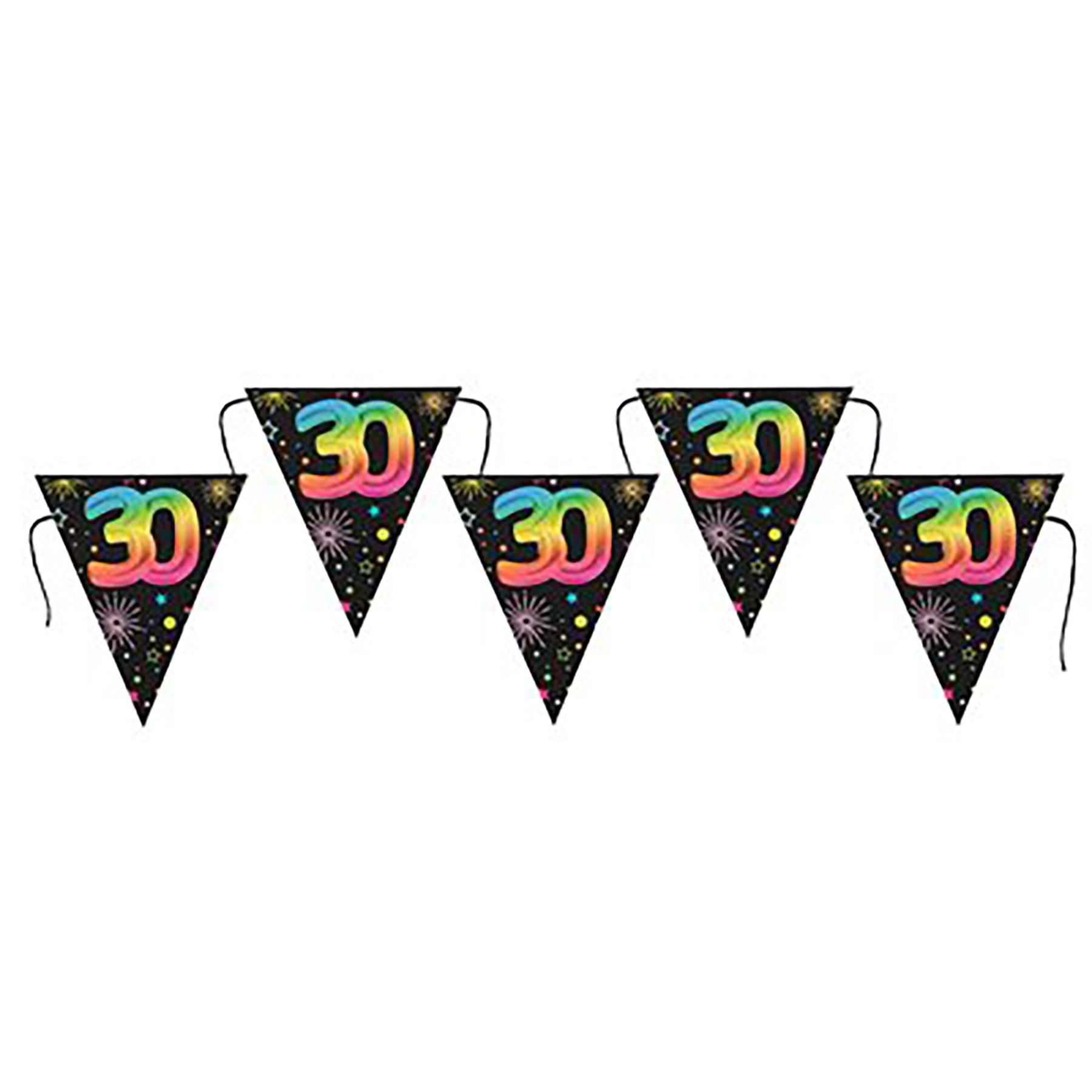 Festicolor Age 30 Cardboard Flag Banner - Black Background 118in