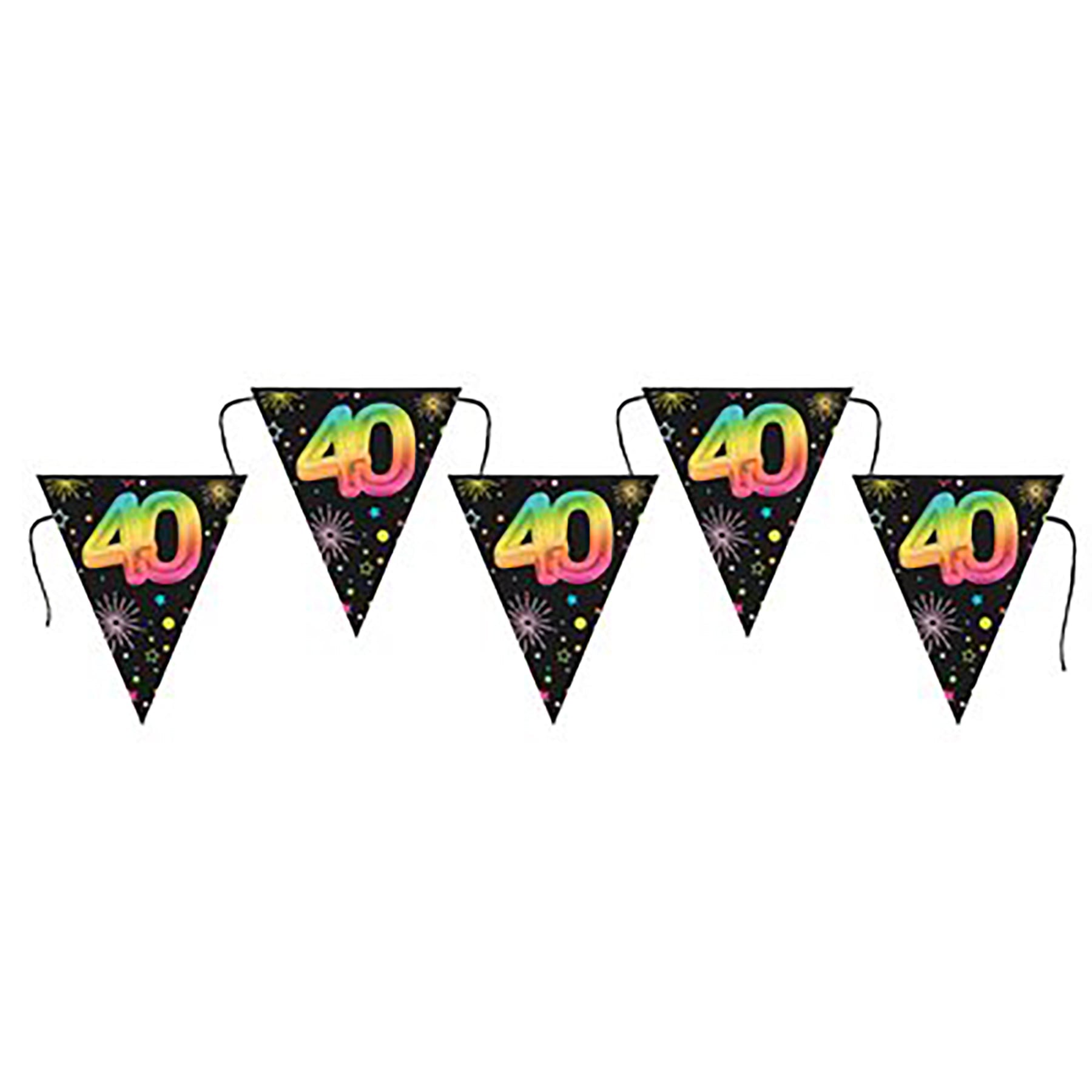Festicolor Age 40 Cardboard Flag Banner - Black Background 118in