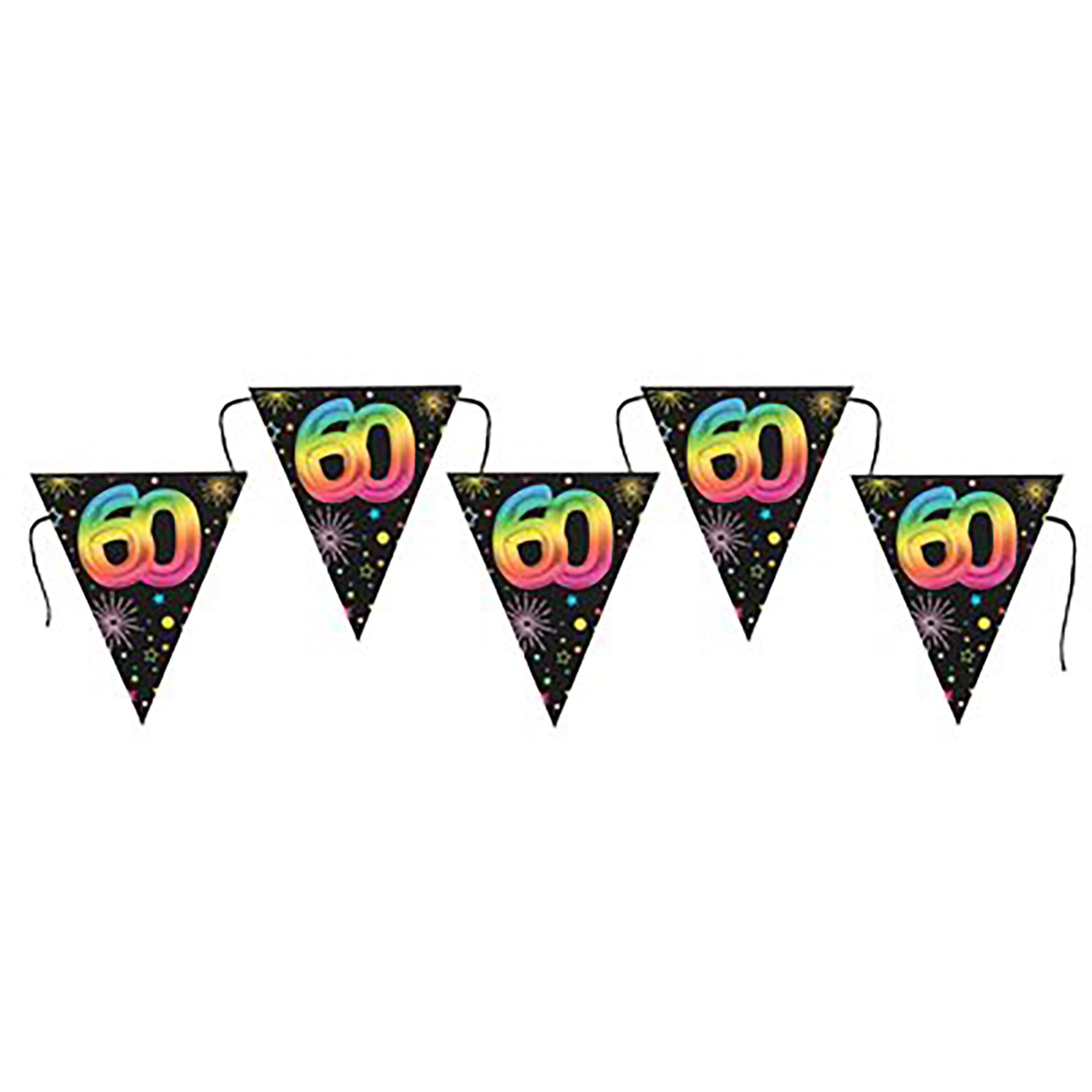 Festicolor Age 60 Cardboard Flag Banner - Black Background 118in