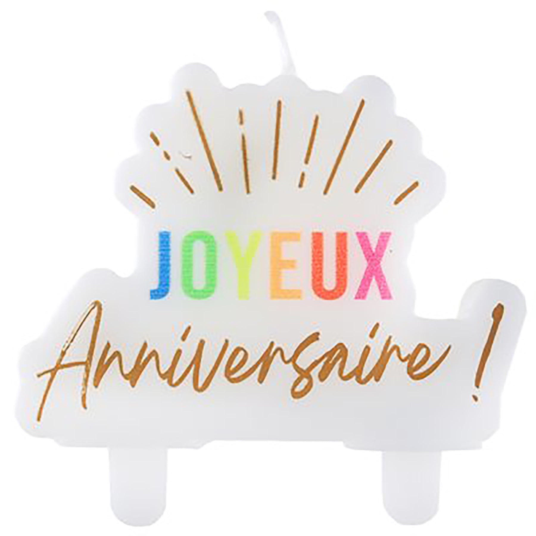 Festicolor White Birthday Candle - Joyeux Anniversaire 3.1x2.9in
