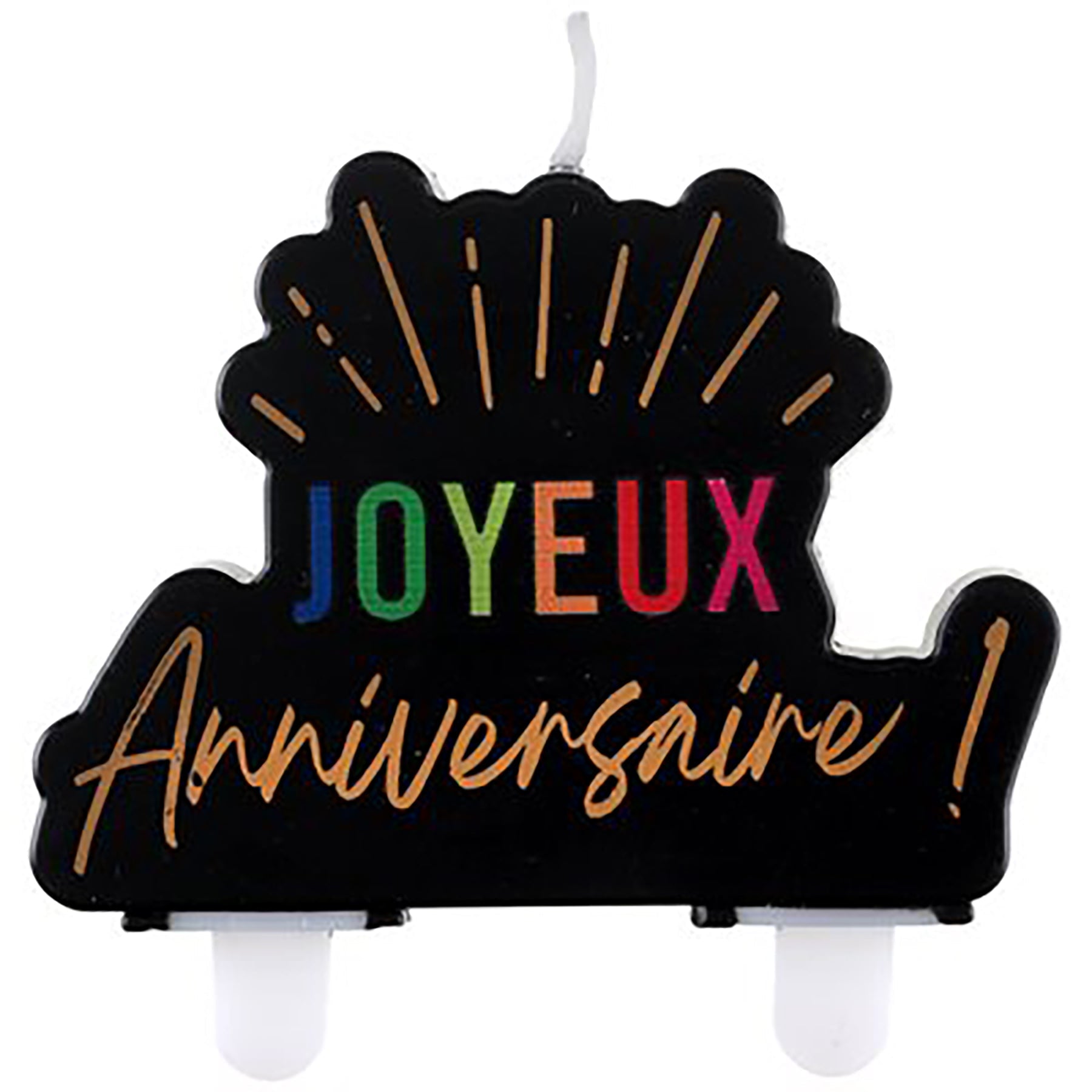 Festicolor Black Birthday Candle - Joyeux Anniversaire 3.1x2.9in