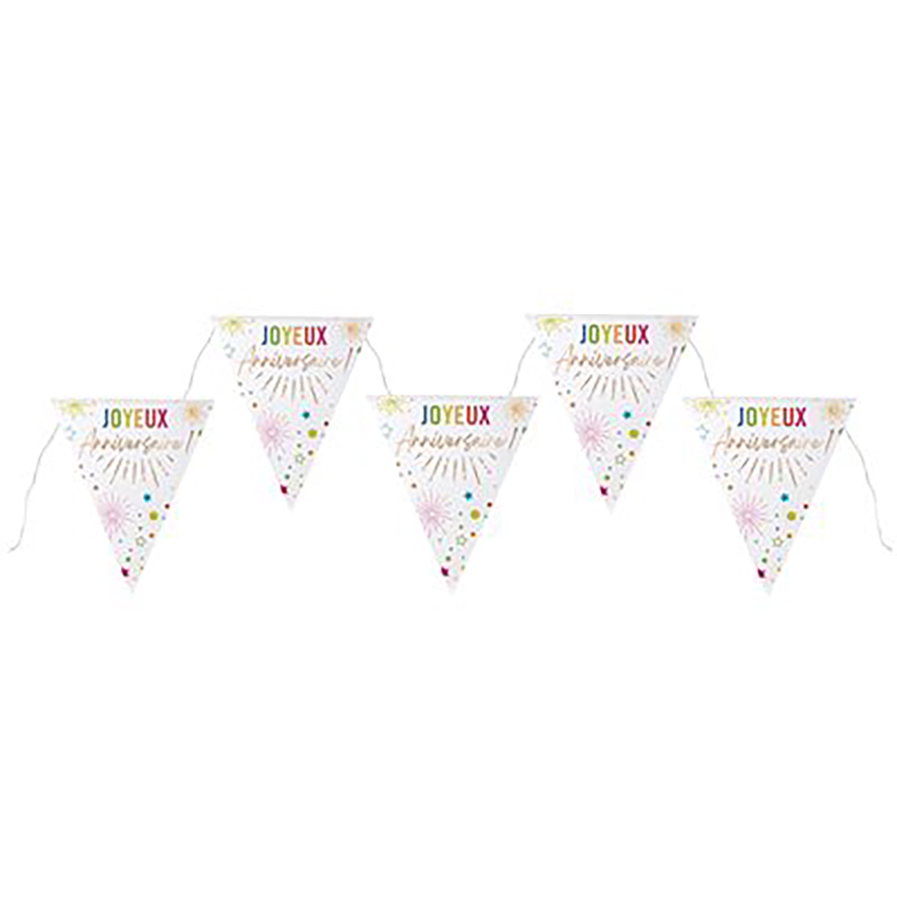 Festicolor White Cardboard Flag Banner - Joyeux Anniversaire 118in