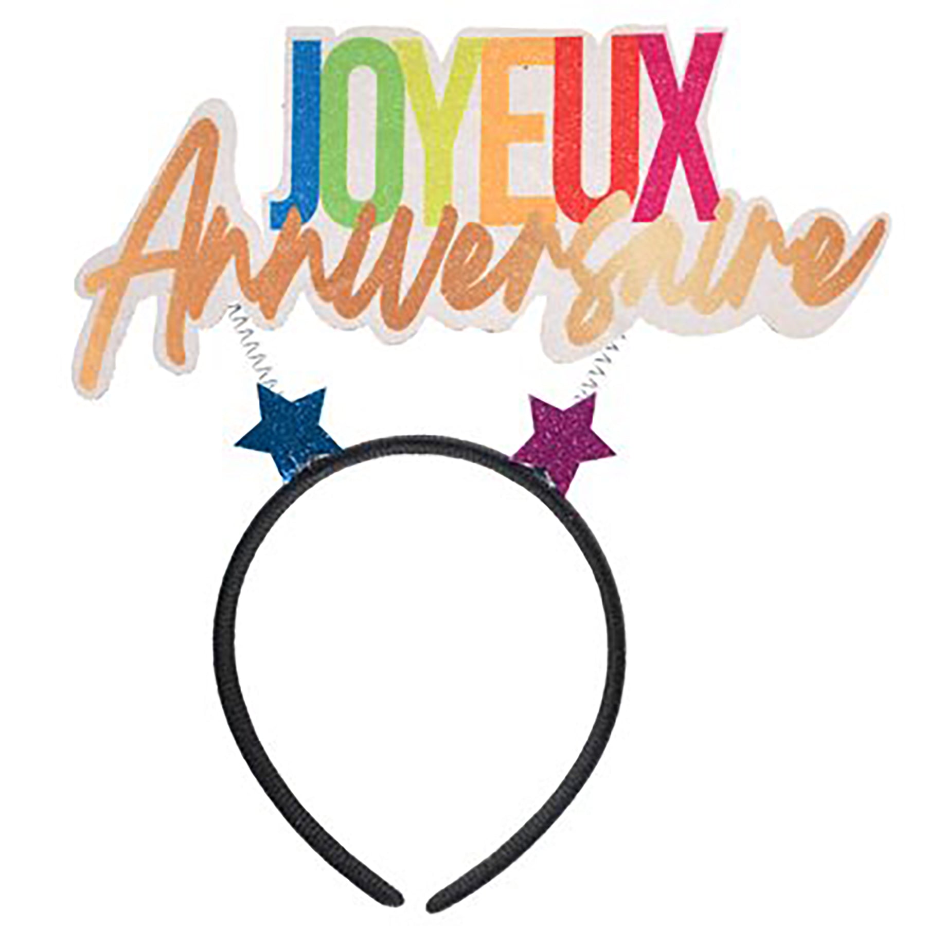 Festicolor Black Headband - Joyeux Anniversaire - Foam Topper 8.3x9.8in