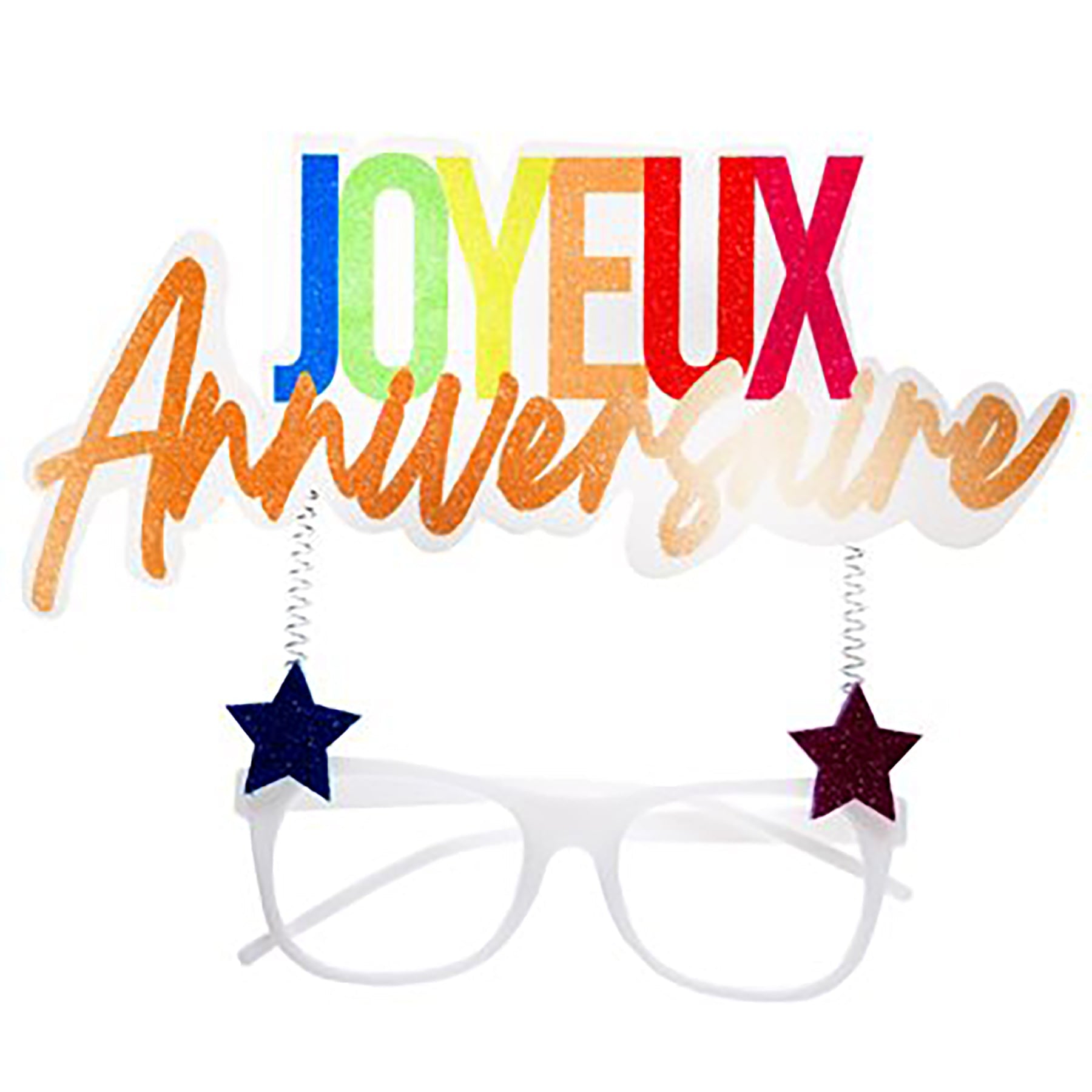 Festicolor White Party Glasses - Joyeux Anniversaire - Foam Topper 8.2x4.7in