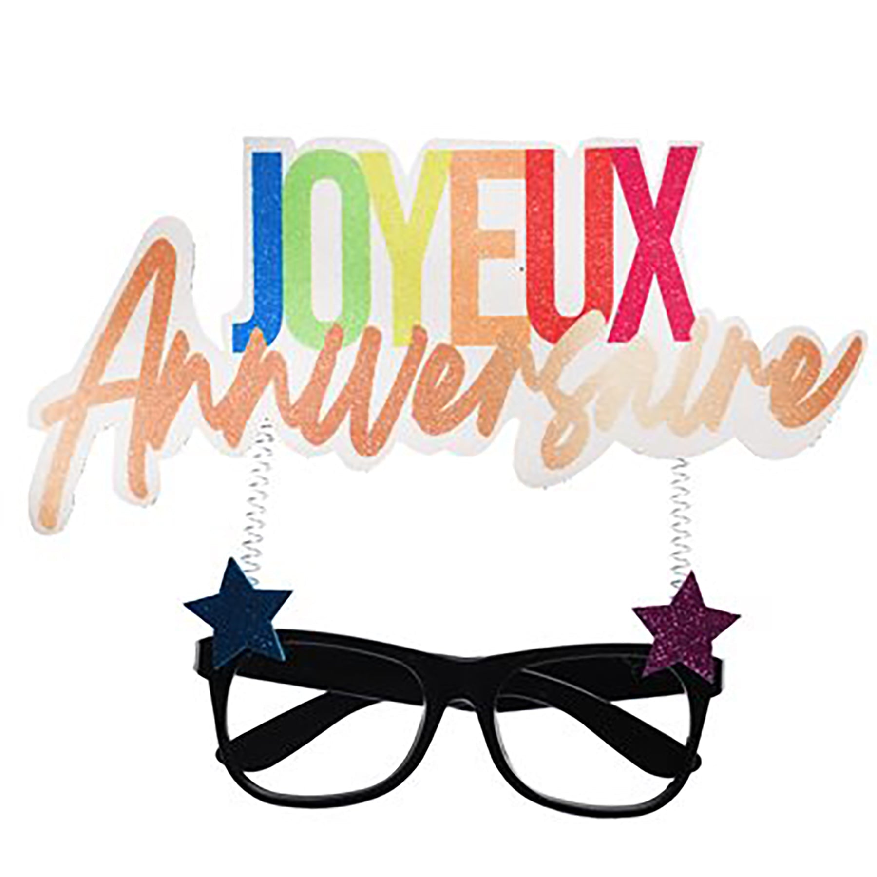 Festicolor Black Party Glasses - Joyeux Anniversaire - Foam Topper 8.2x4.7in
