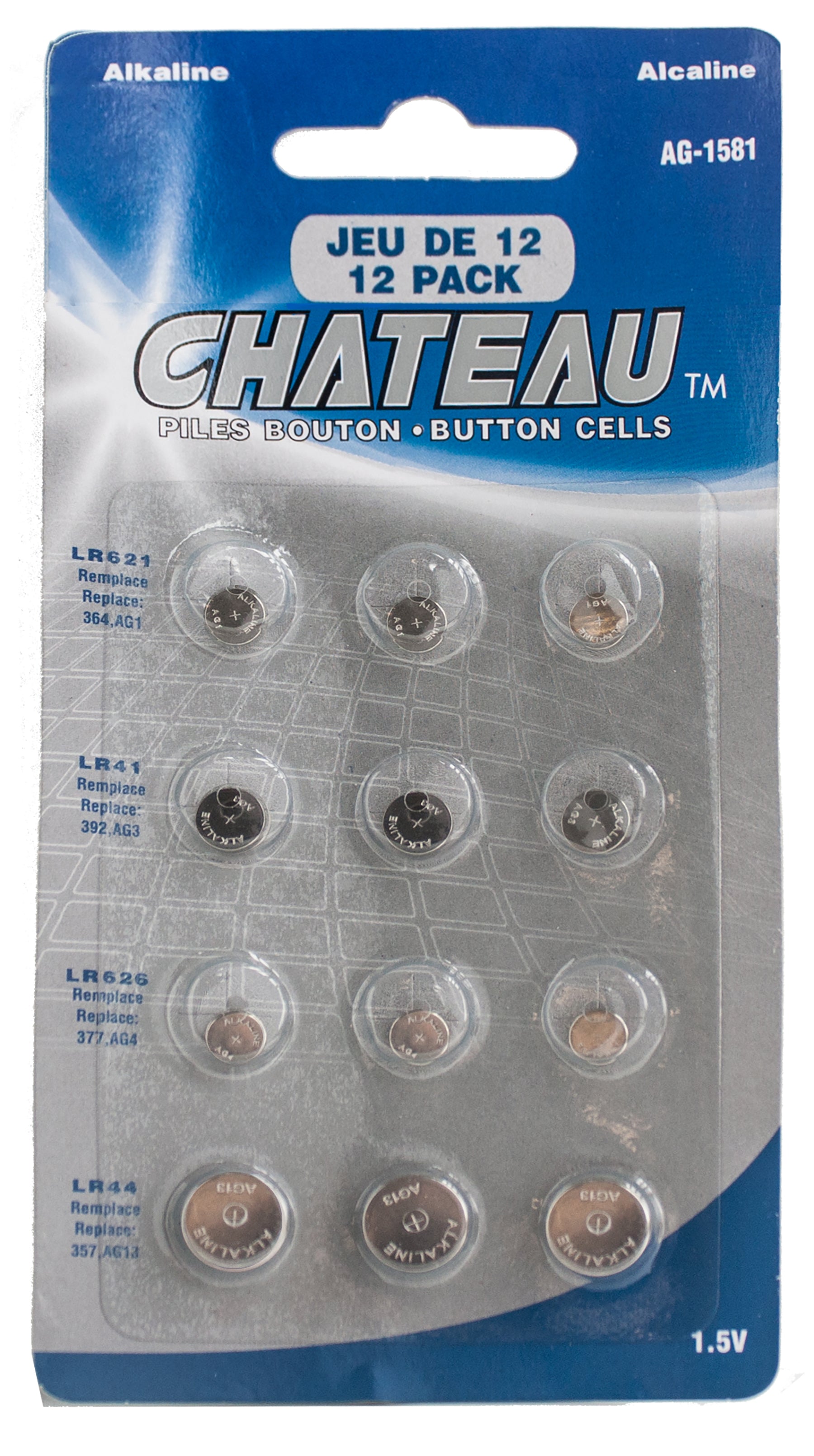 Chateau 12 Alkaline Button Batteries Eco Fee $0.24SUS