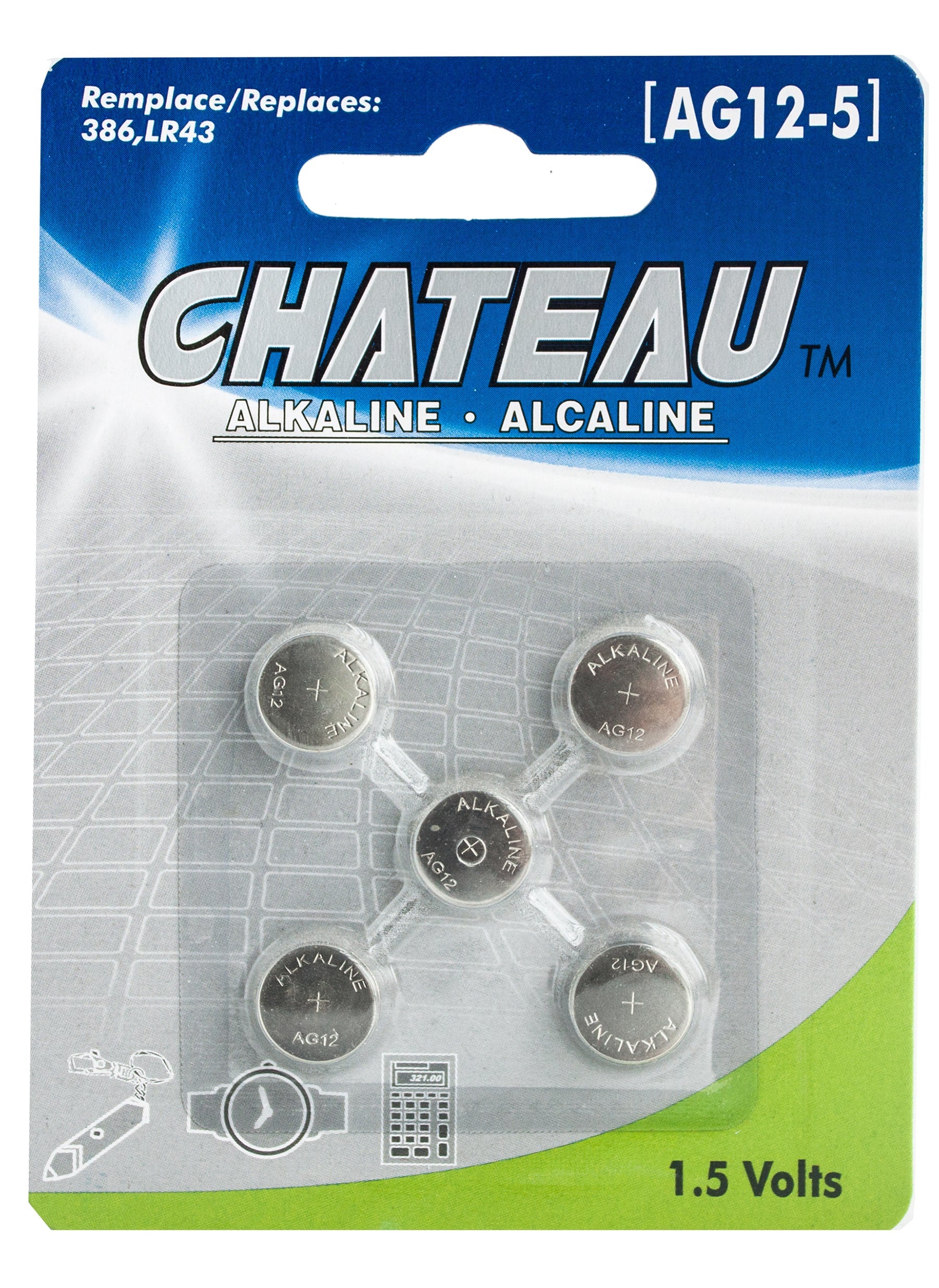 Chateau 5 AG12 Alkaline Button Batteries Eco Fee $0.1SUS