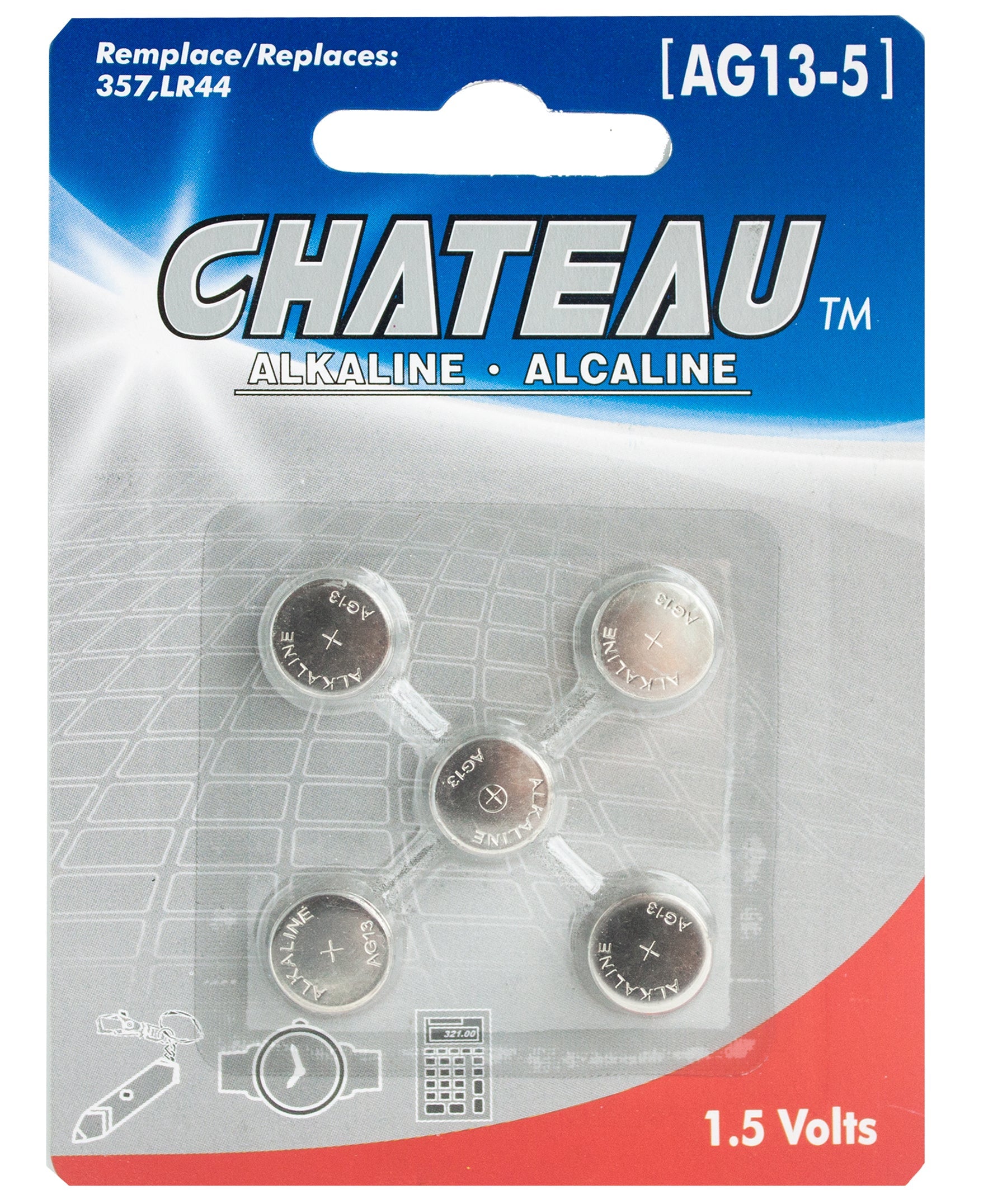Chateau 5 AG13 Alkaline Button Batteries Eco Fee $0.1SUS