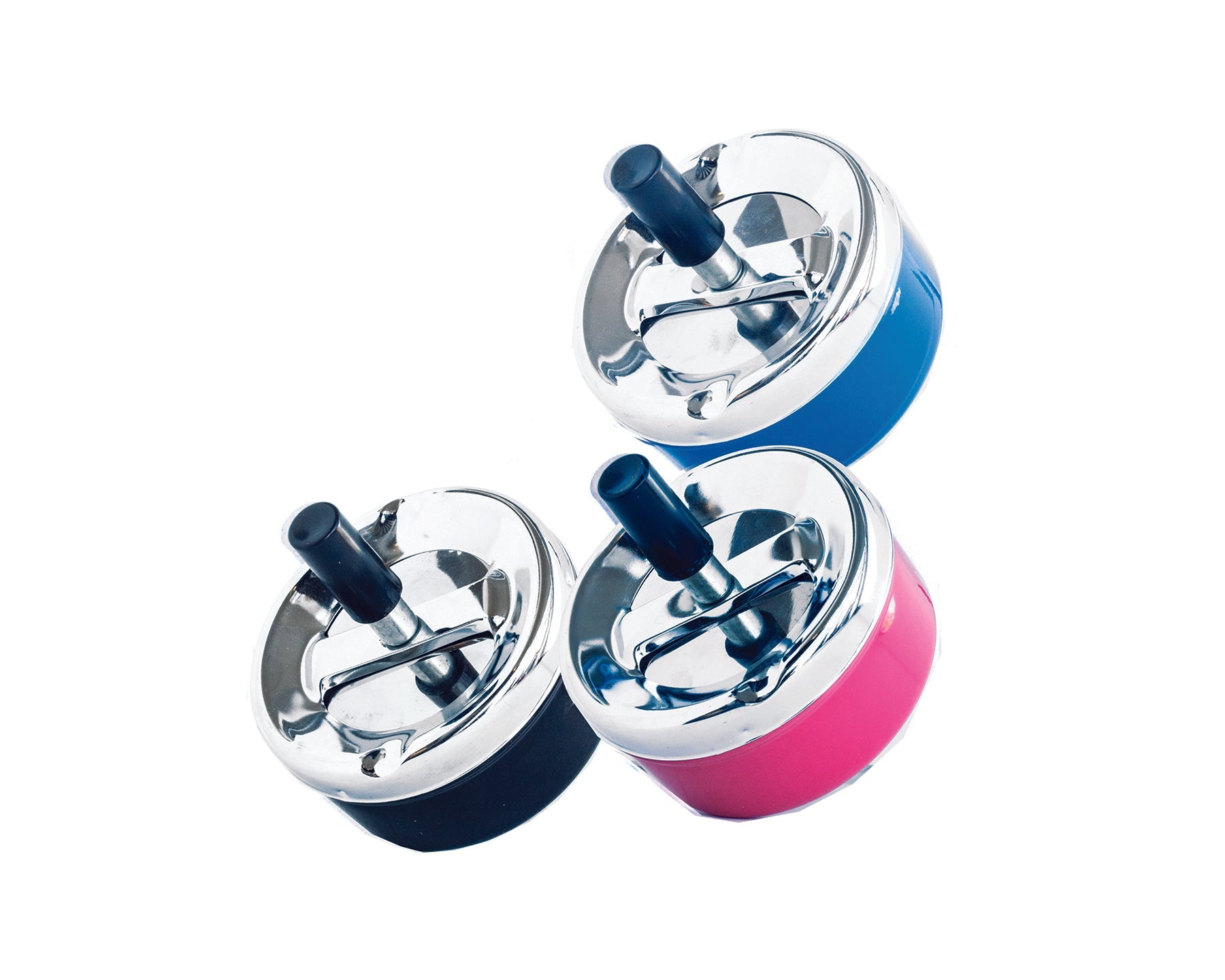 Push-button Metal Spin Bucket Ashtray 3.5x1.75in VRT