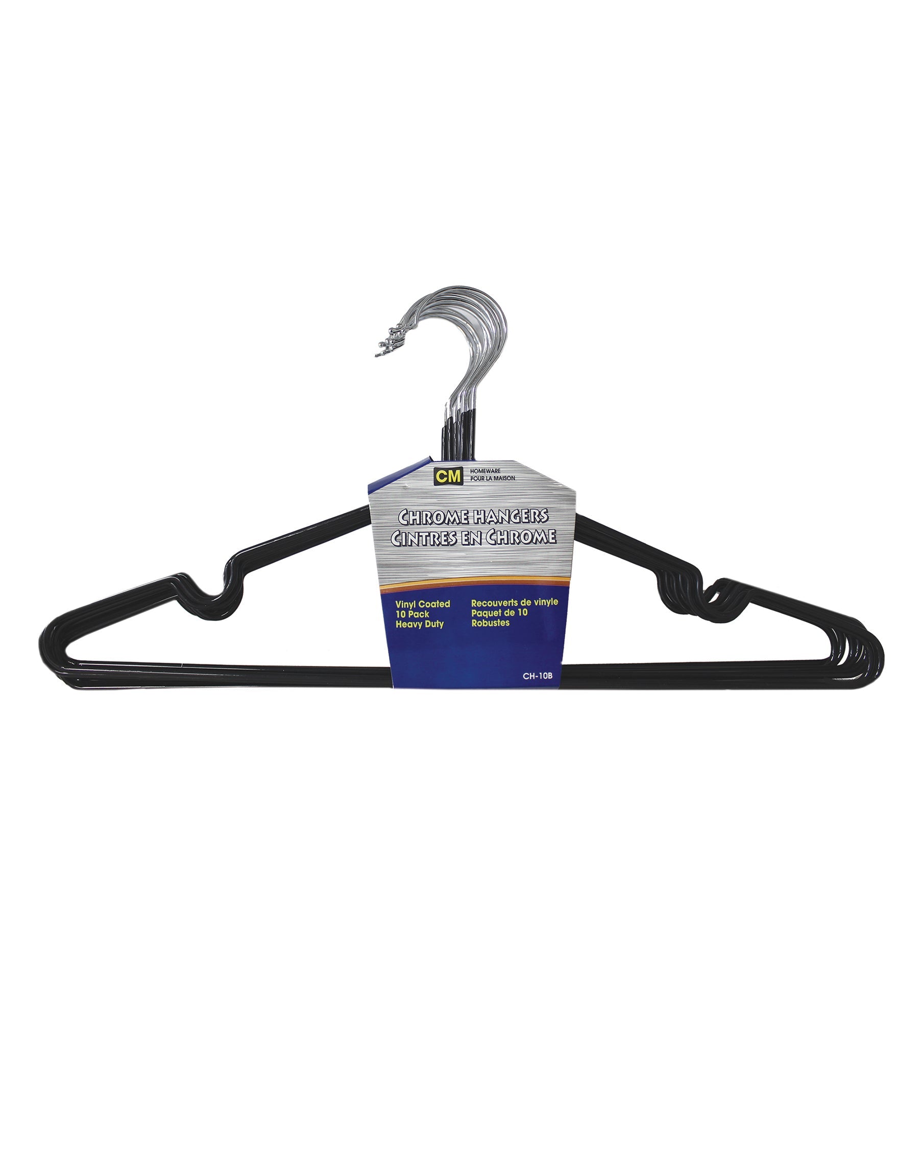 CM 10 Chrome Black Vinyl Coated Hangers 15.75in