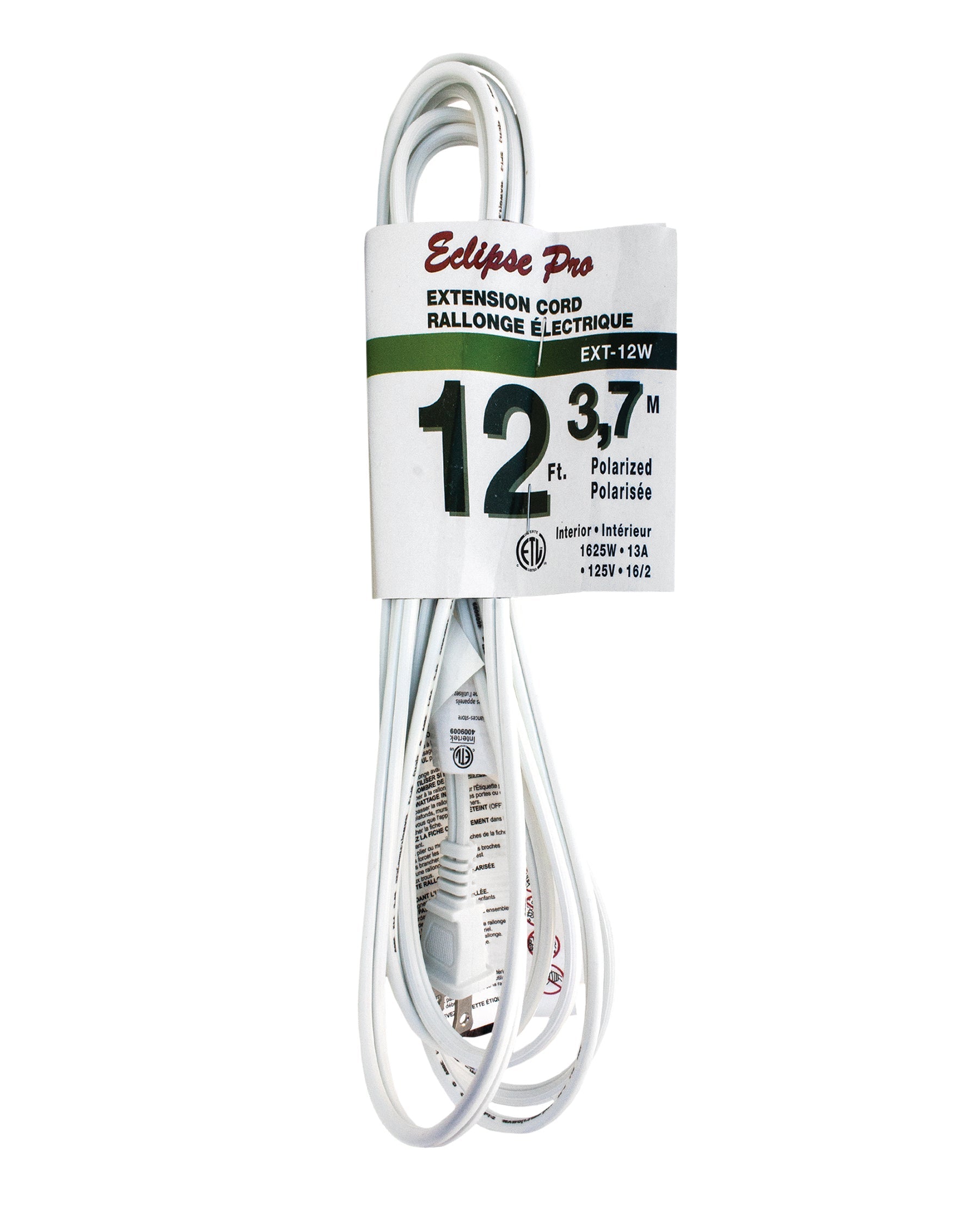 Eclipse Pro White Polarized Extension Cord - Indoor Use 12ft (3.7m)
