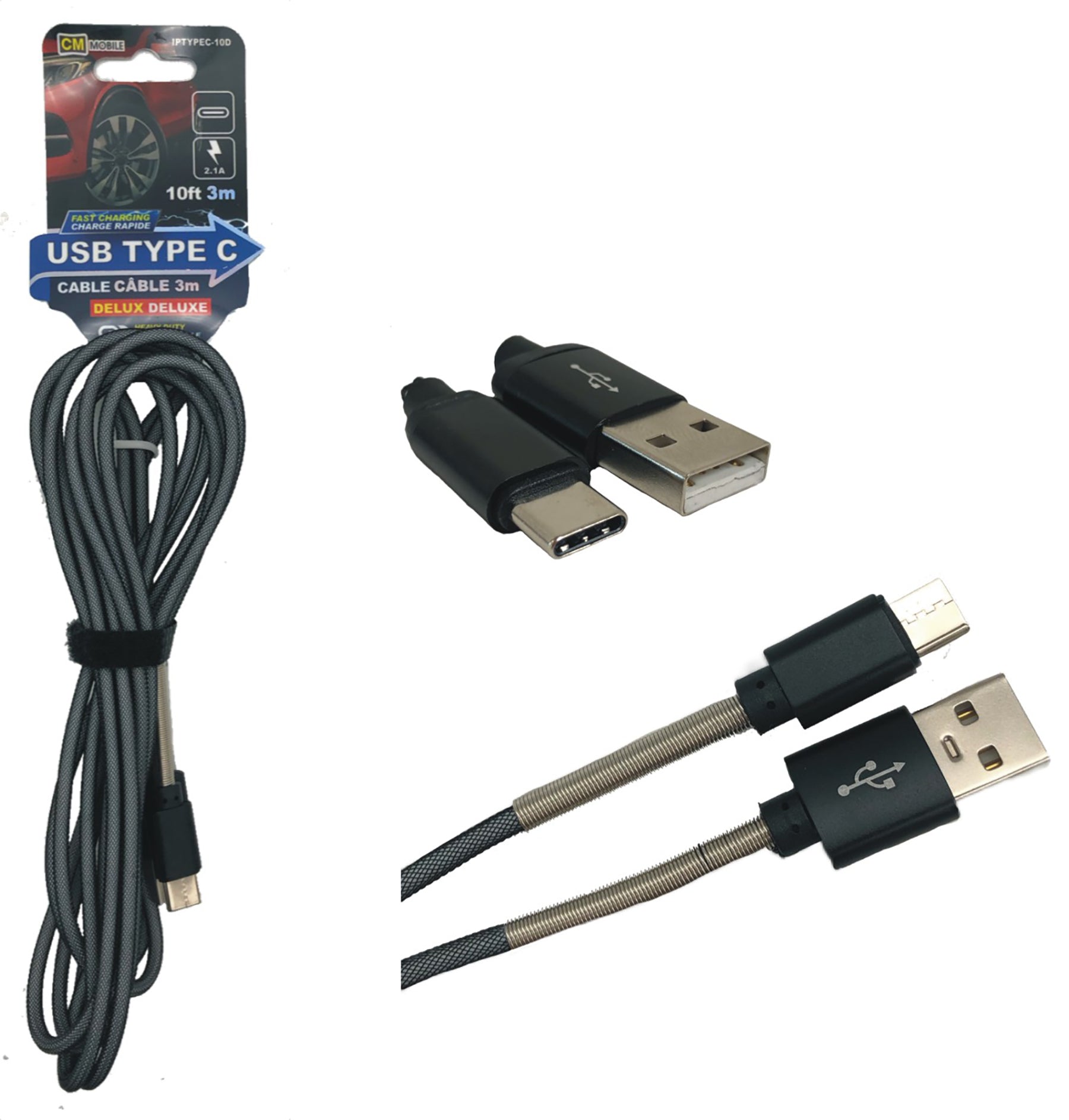 CM Mobile USB Type C Cable with Metal 10ft (3m) VRT