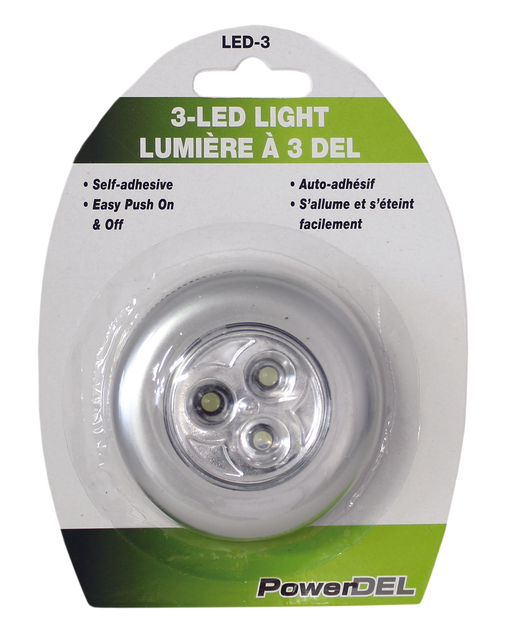 3-Led Light - Silver AAA Batteries not Included 2.5in dia.