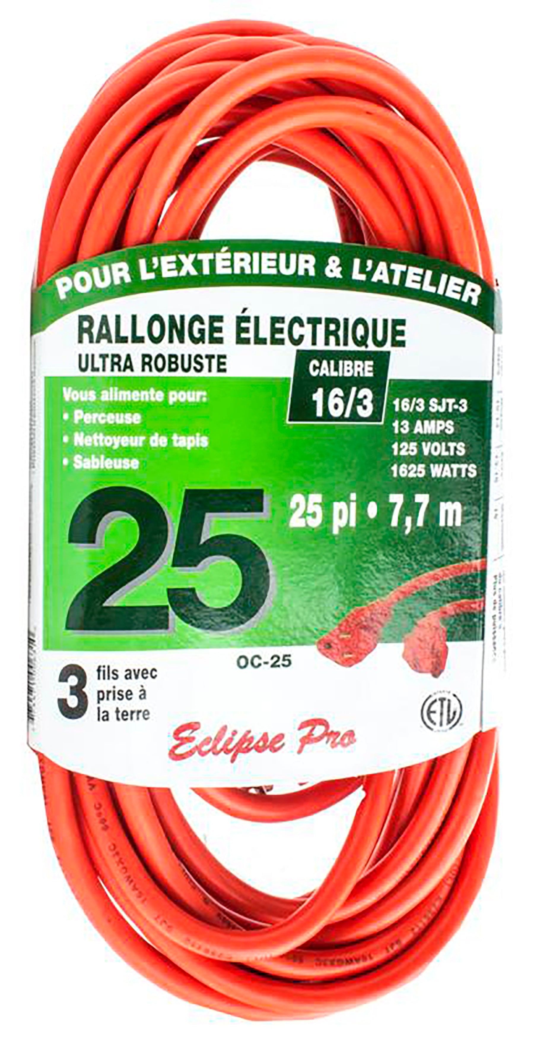 Eclipse Pro Orange Extension Cord - Outdoor 25ft (7.7m)