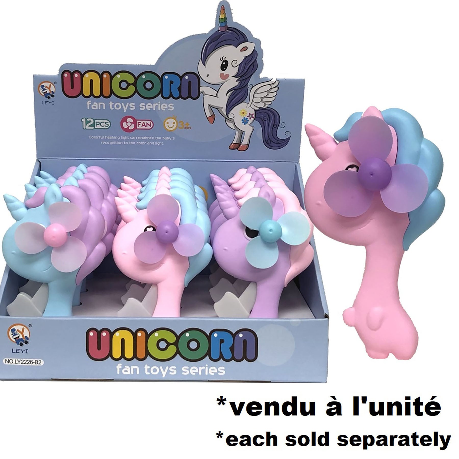 Unicorn Hand Fan 7.25in 3+