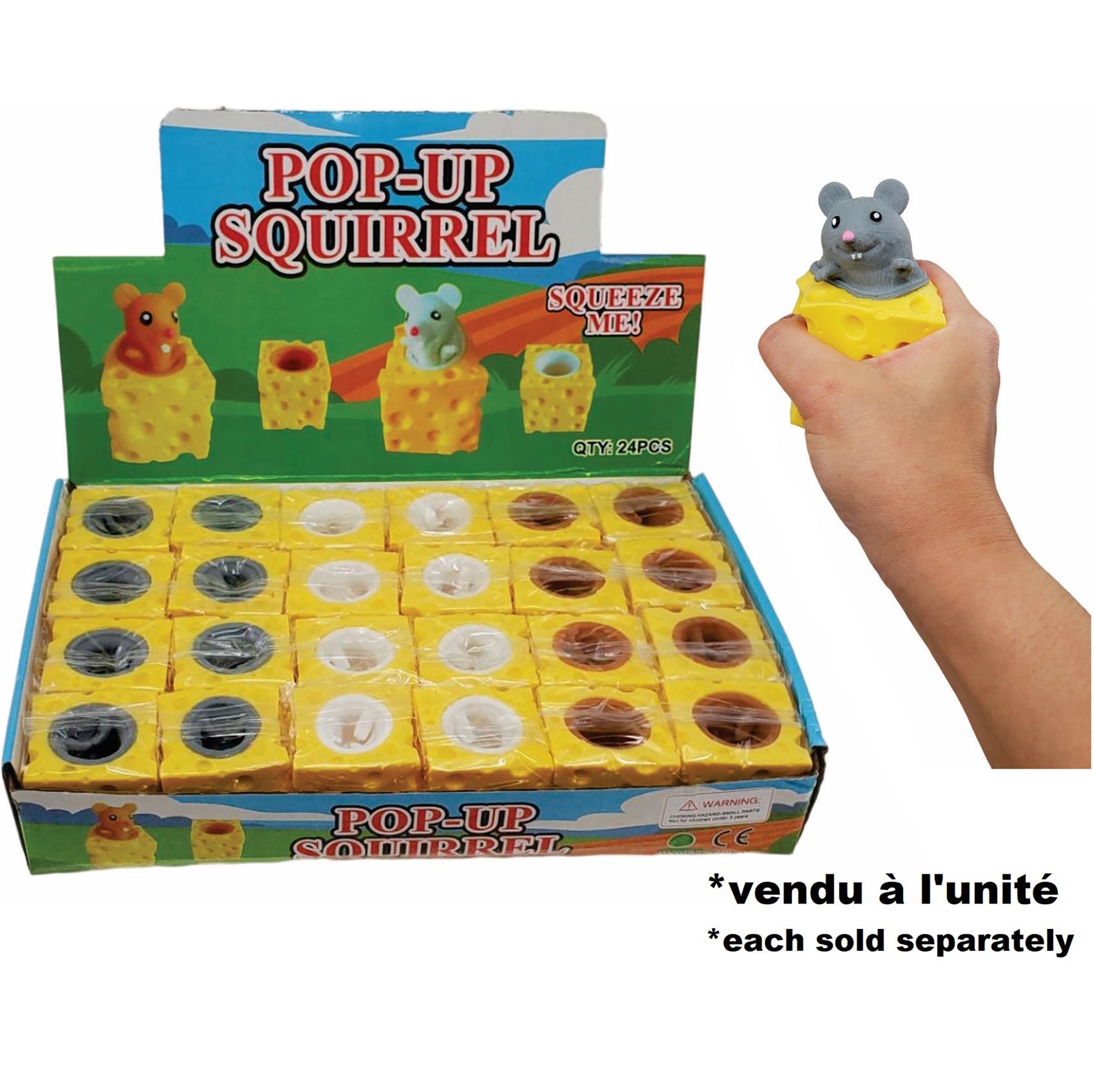 Pop Out Mouse in Cheese - Rubber 2x2in