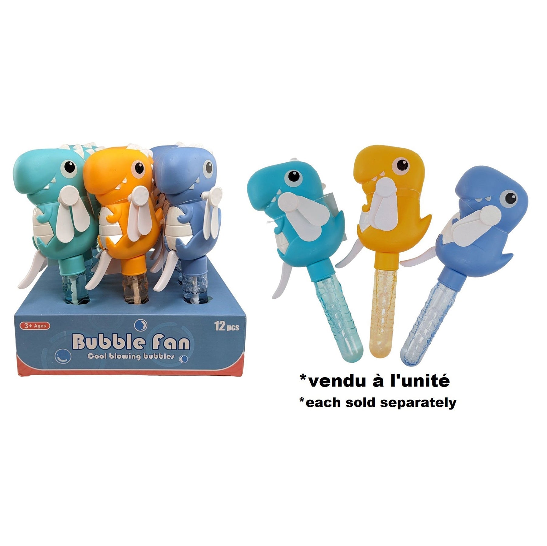 Cute Dino Bubble Fan 9in 3+