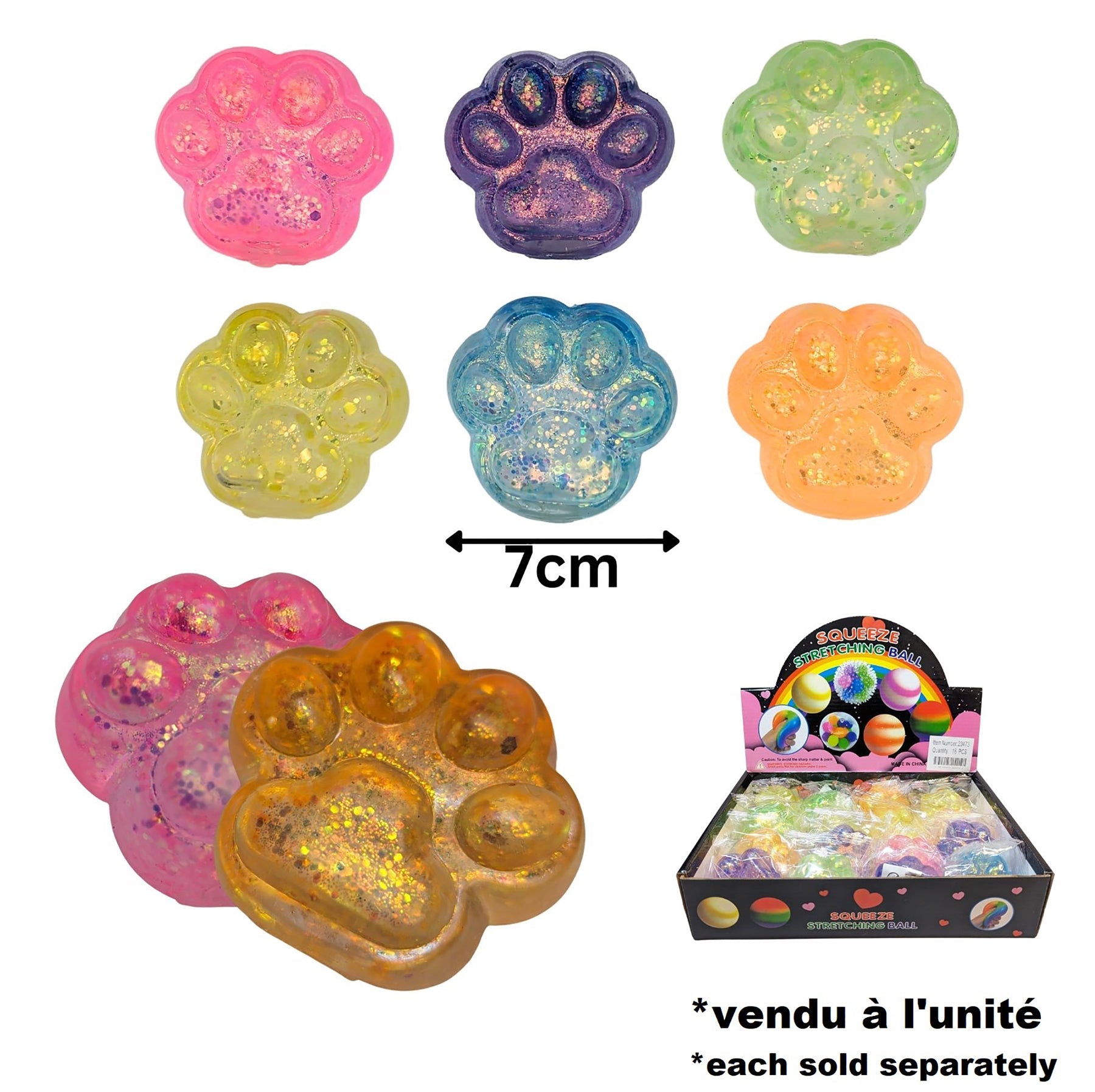 Squeeze Glitter Sugar Cat Paw 2.75in (7cm)