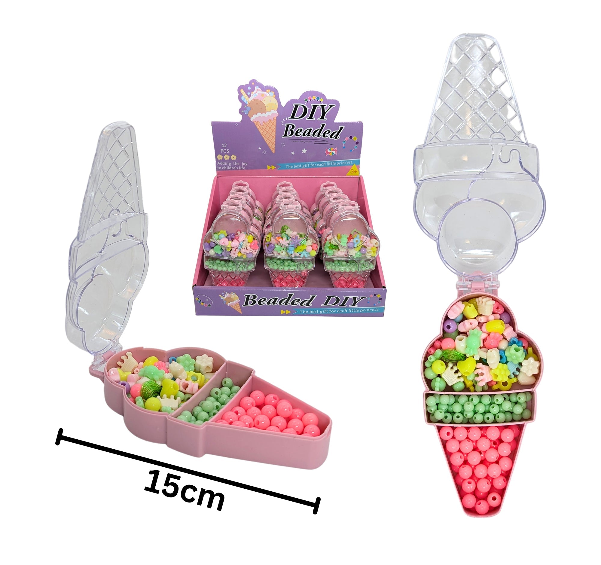 Jewelry Kit - Ice Cream Cone Shaped Box Age 3+ 5.5x2.75in VRT
