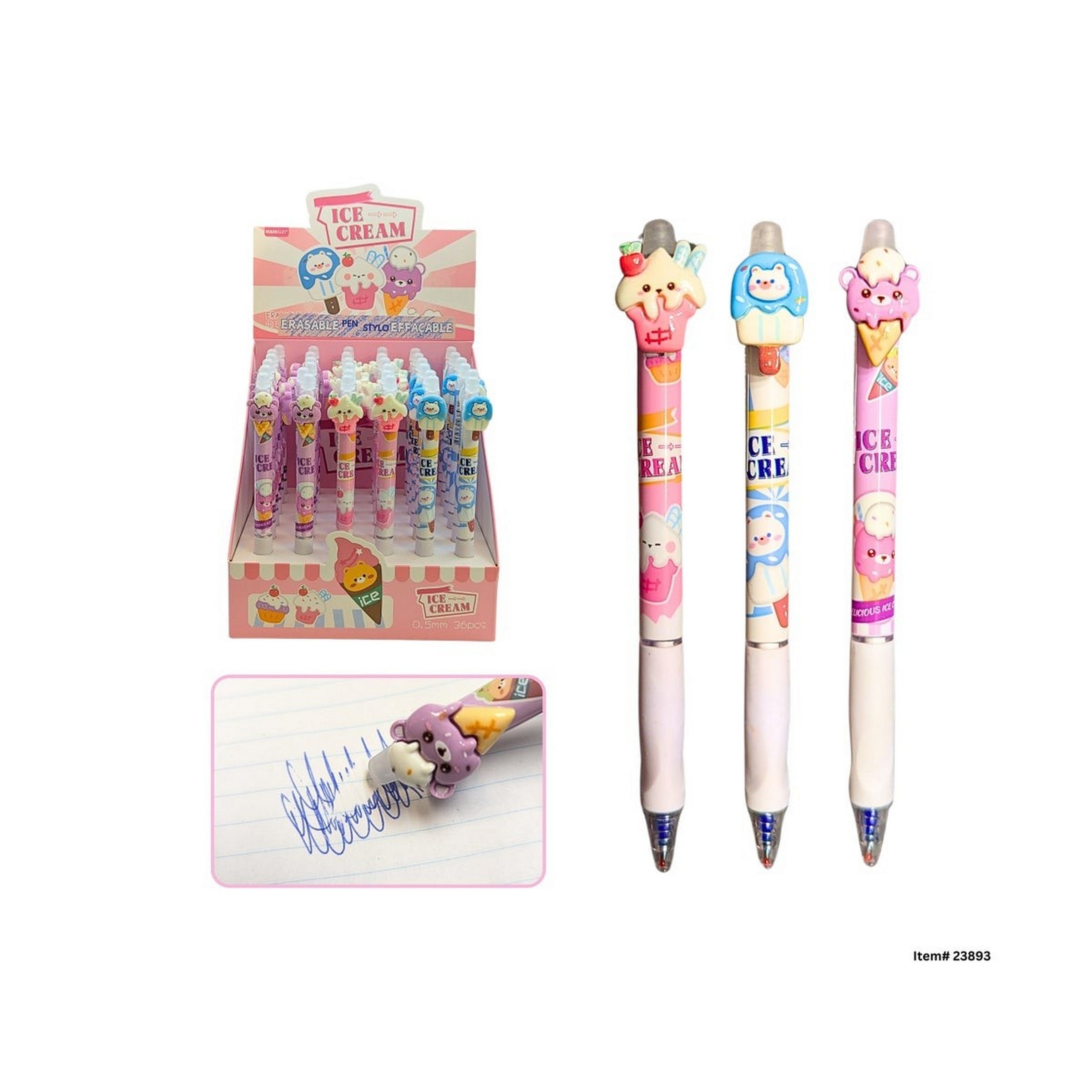 Ice Cream Erasable Click Pen - Blue Ink 6in VRT