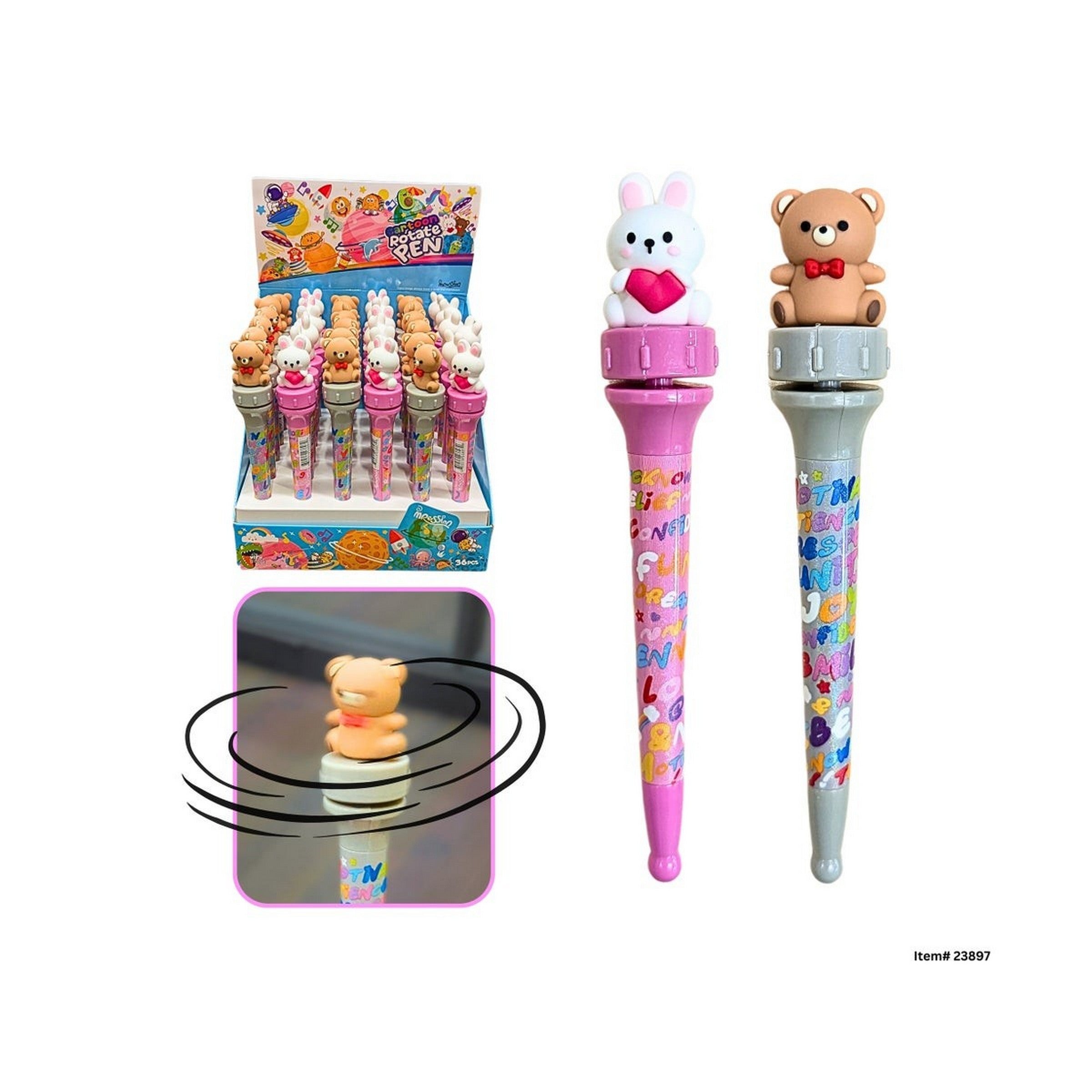 Bear or Bunny Spinning Pen - Blue Ink 6.5in VRT