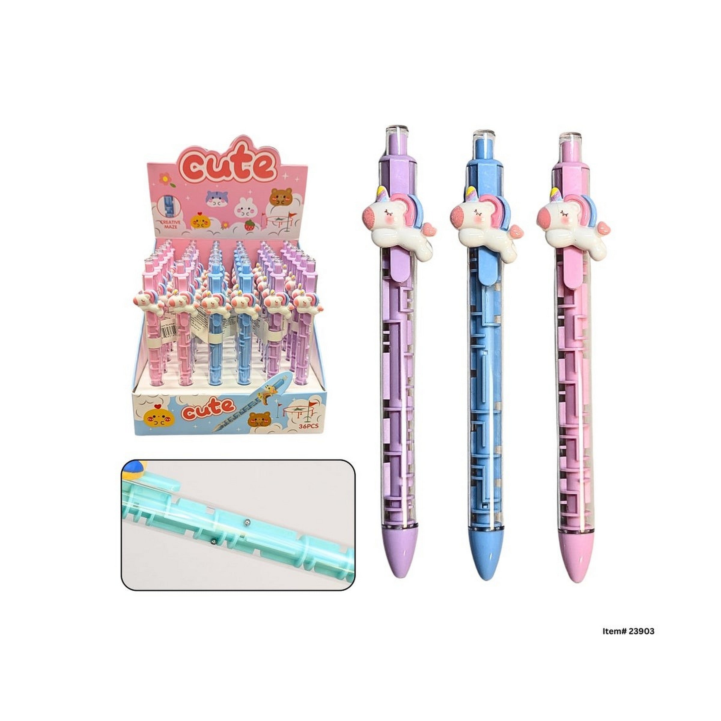 Unicorn Maze Click Pen - Blue Ink 5.75in VRT