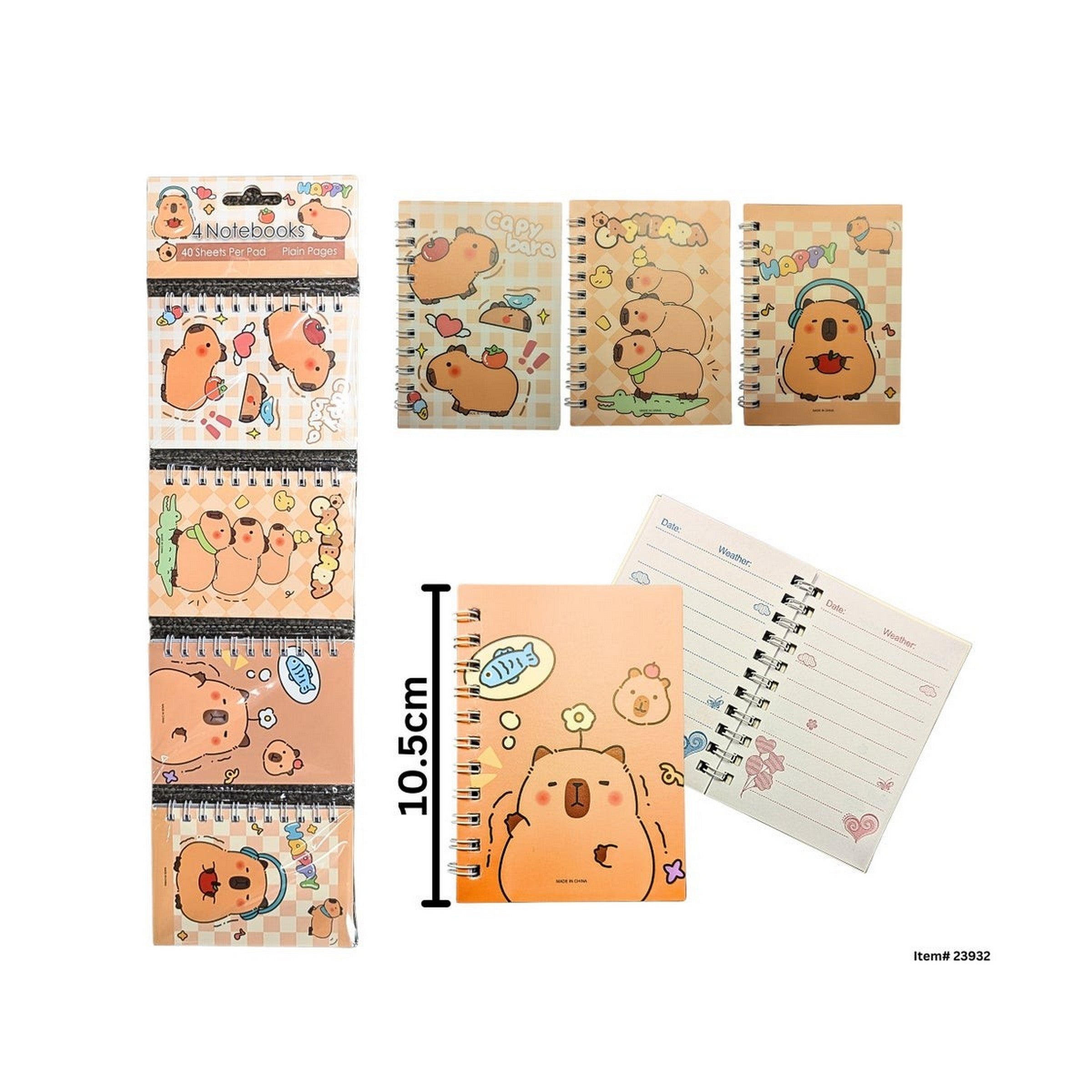 4 Capybara Notebooks - 40 Sheets 4.1x3in