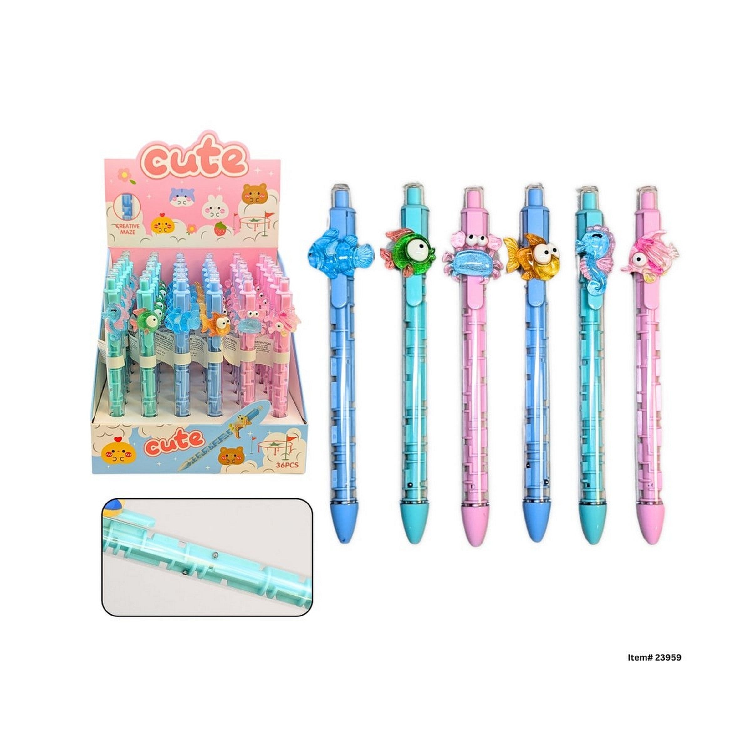 Aquarium Maze Click Pen - Blue Ink 5.75in VRT