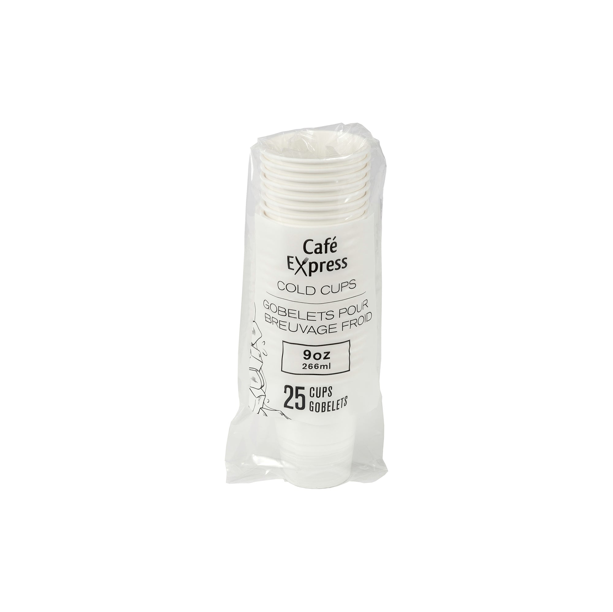 Café Express 25 White Paper Cold Cups 266ml (9oz)