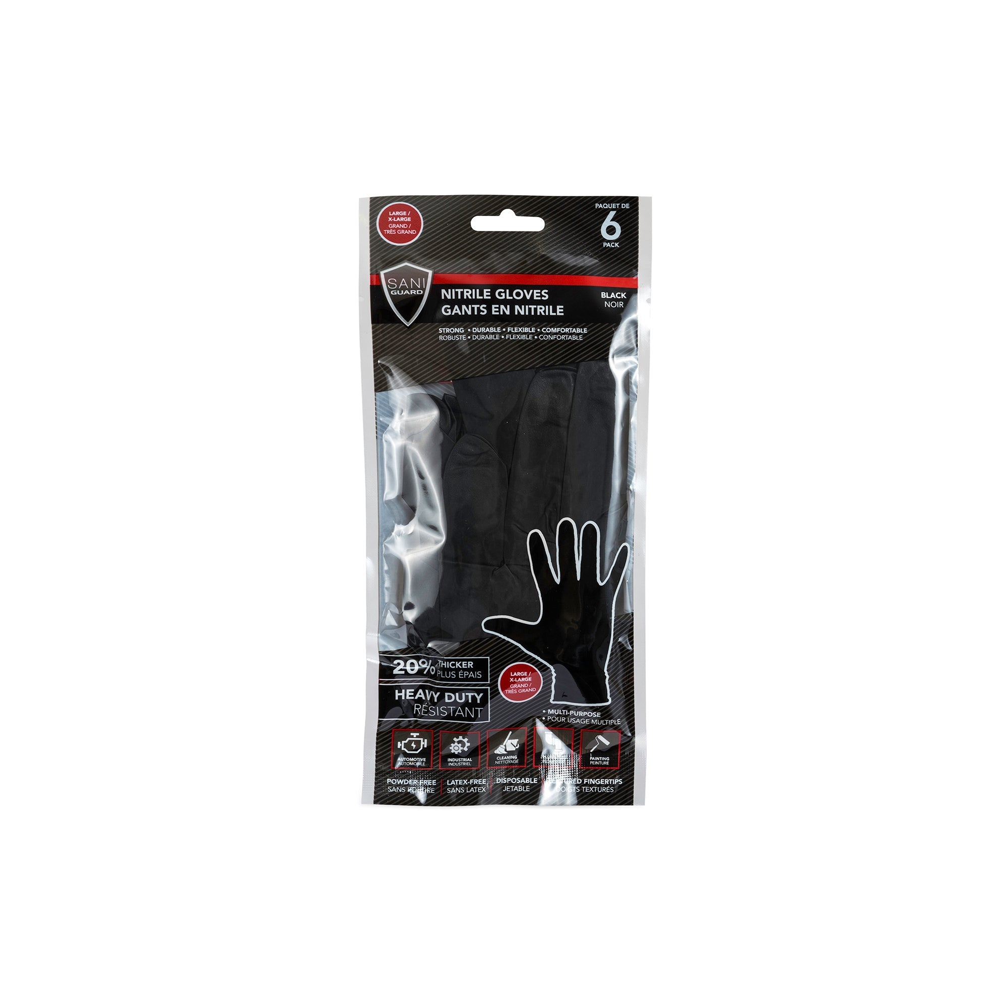 Sani Guard 6 Nitrile Gloves - Black Large / XLarge