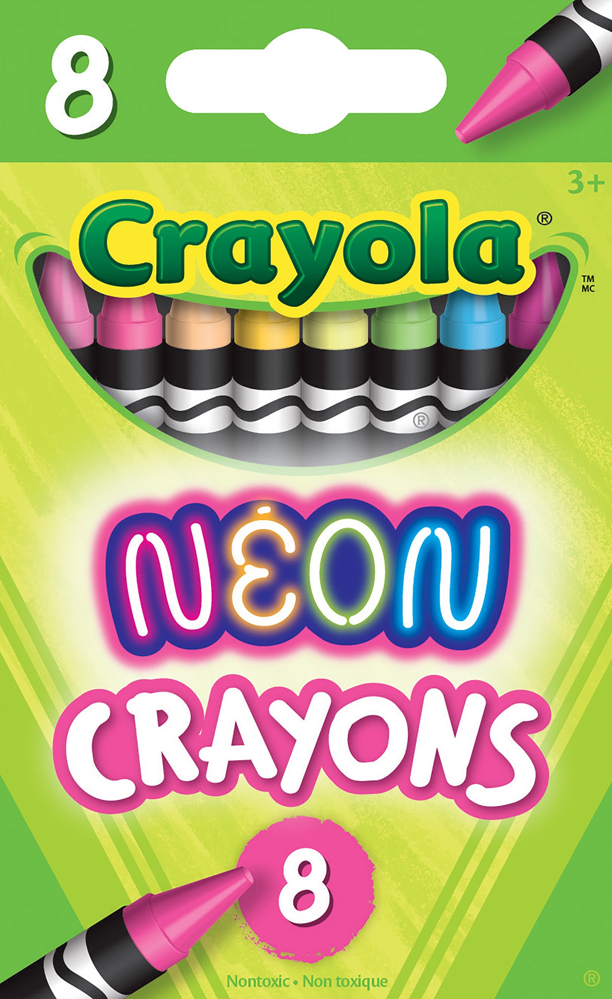 Crayola 8 Neon Crayons - Nontoxic 3+