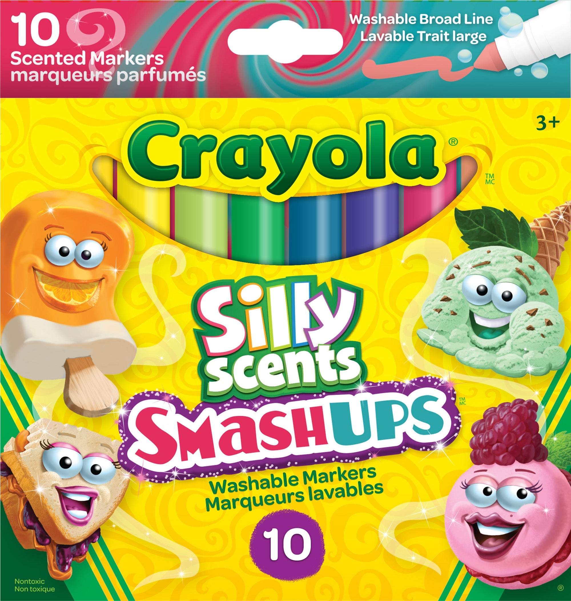 Crayola Silly Scents 10 Smashups Markers - Broad Line - Washable and Nontoxic 3+