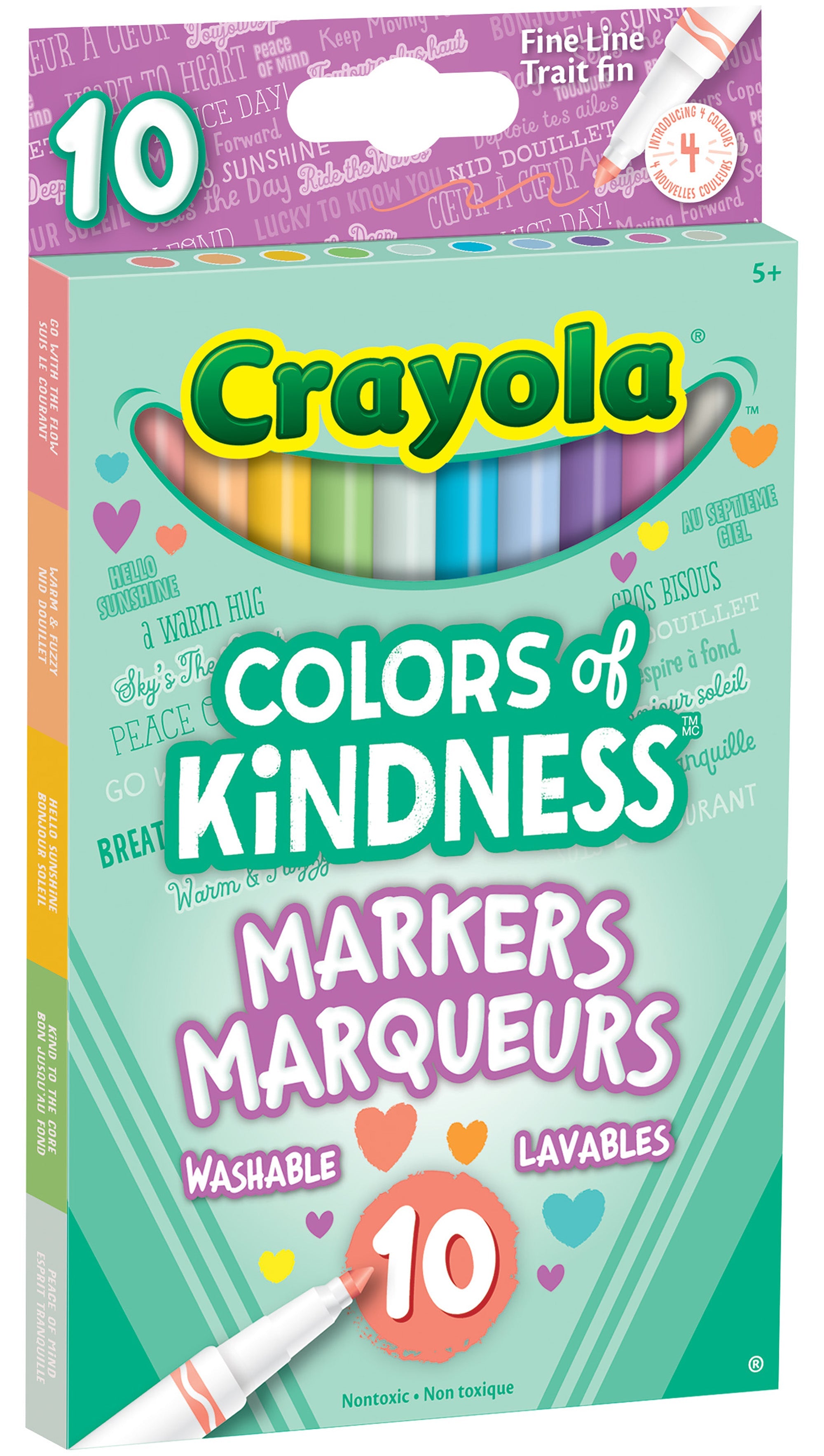 Crayola Colors of Kindness 10 Markers - Fine Line - Washable and Nontoxic 5+