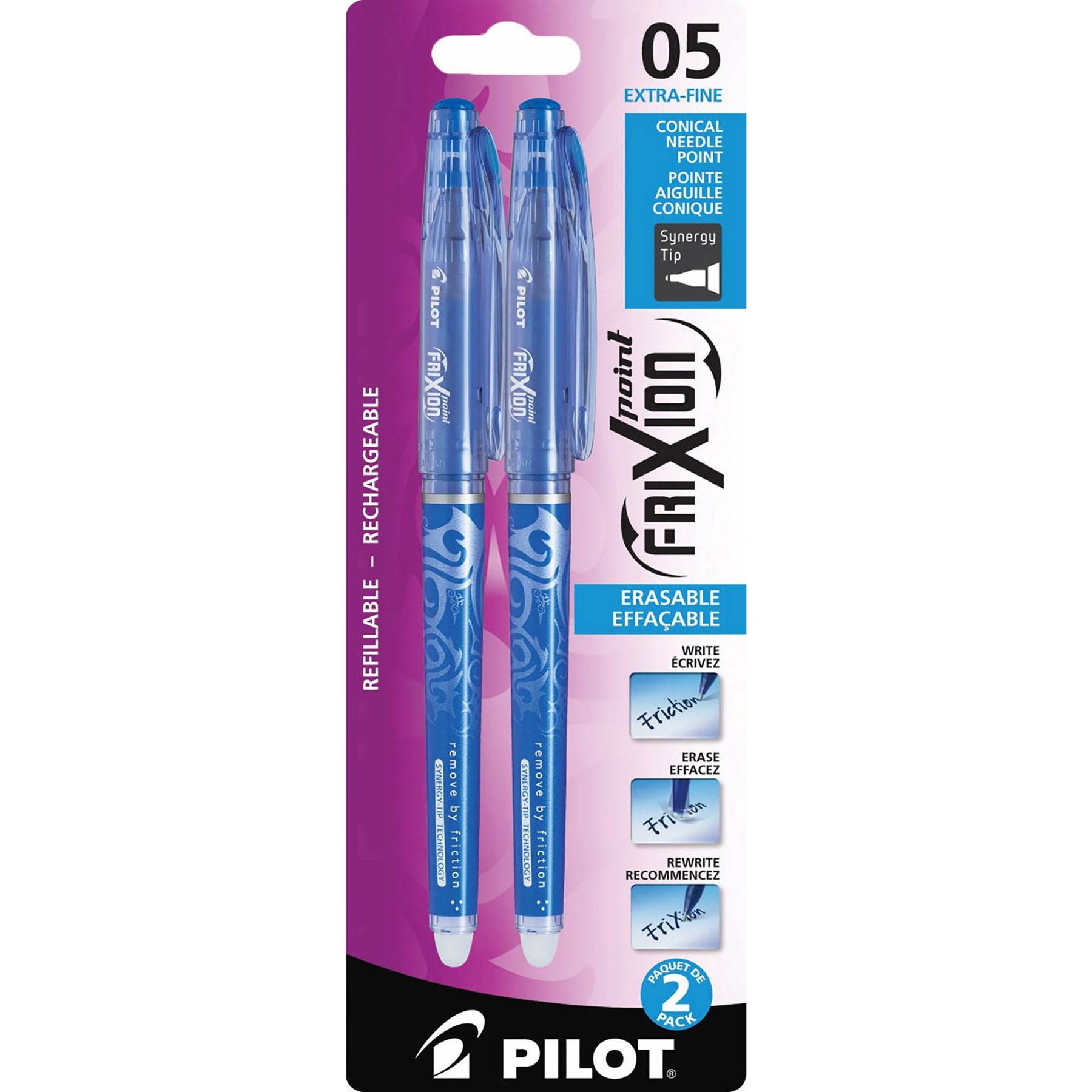 Pilot Frixion 2 Erasable Pens - Blue Ink 0.5mm