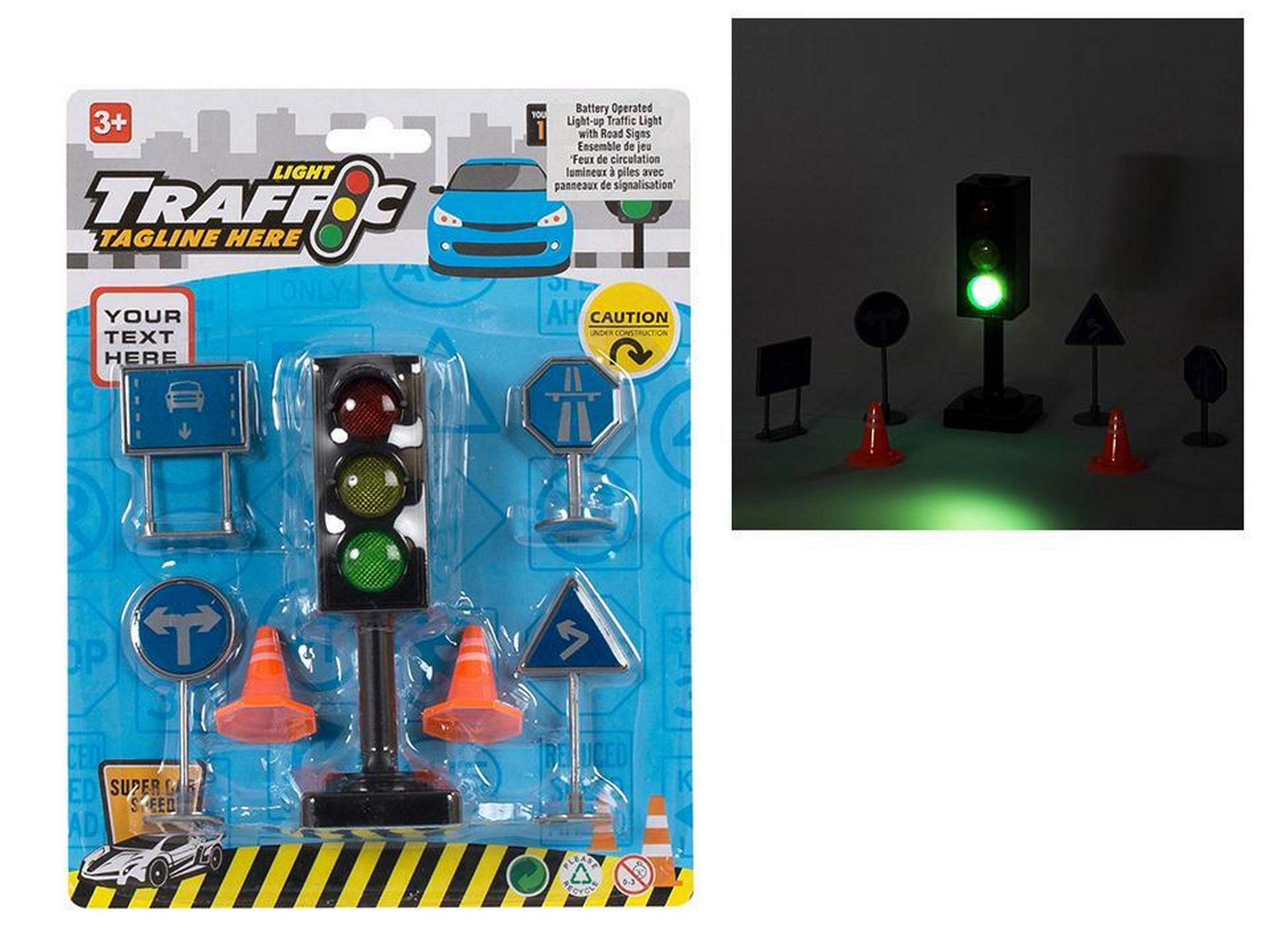 Light-up Traffic Light with Road Signs - Battery Included 5x1.6in Age 3+
