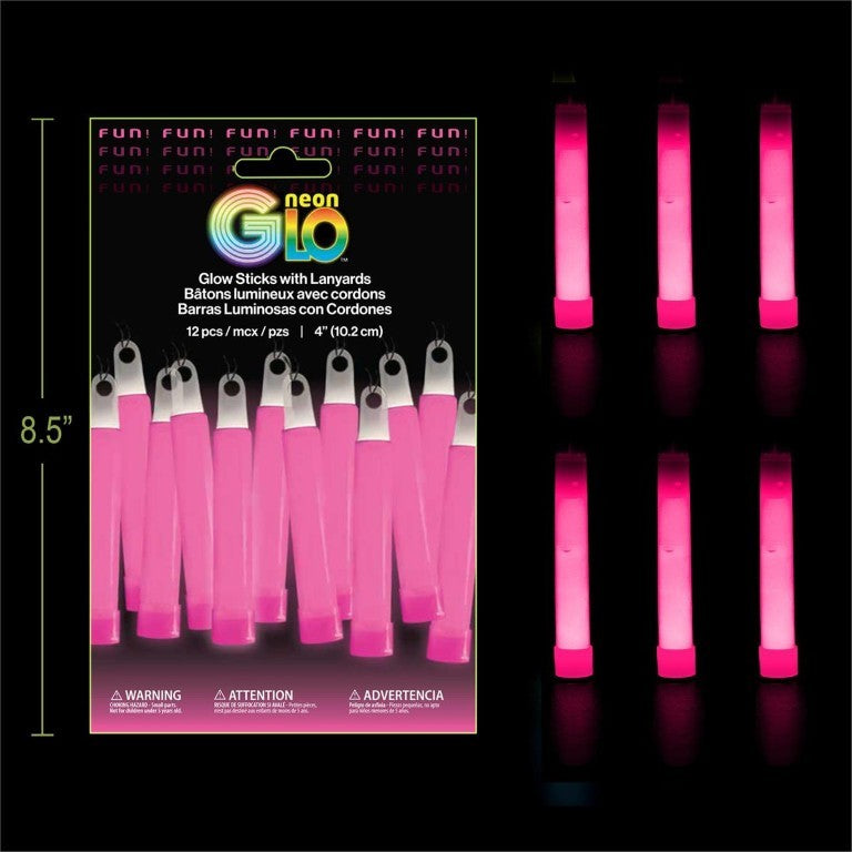 12 Bâtons Lumineux avec Cordons Couleurs Assorties 4po