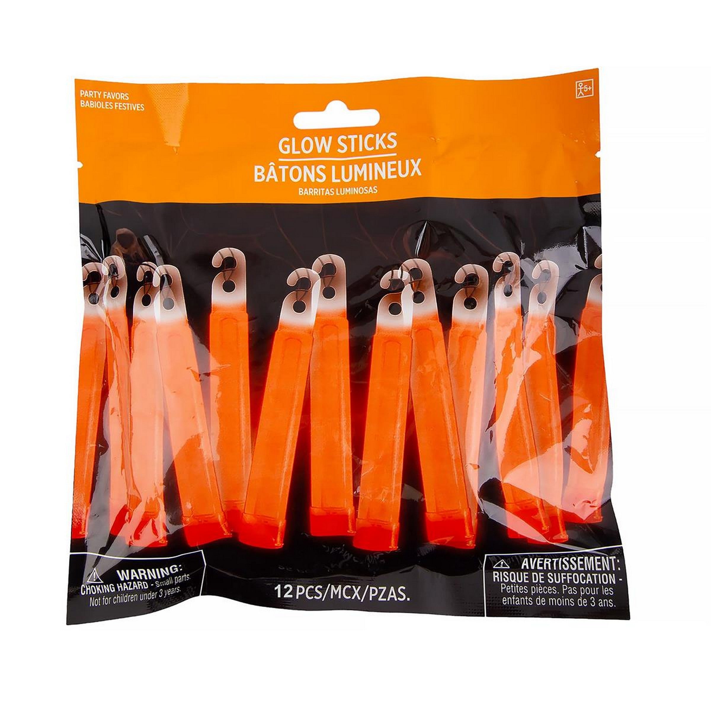12 Orange Glow Sticks with Laynard 4in